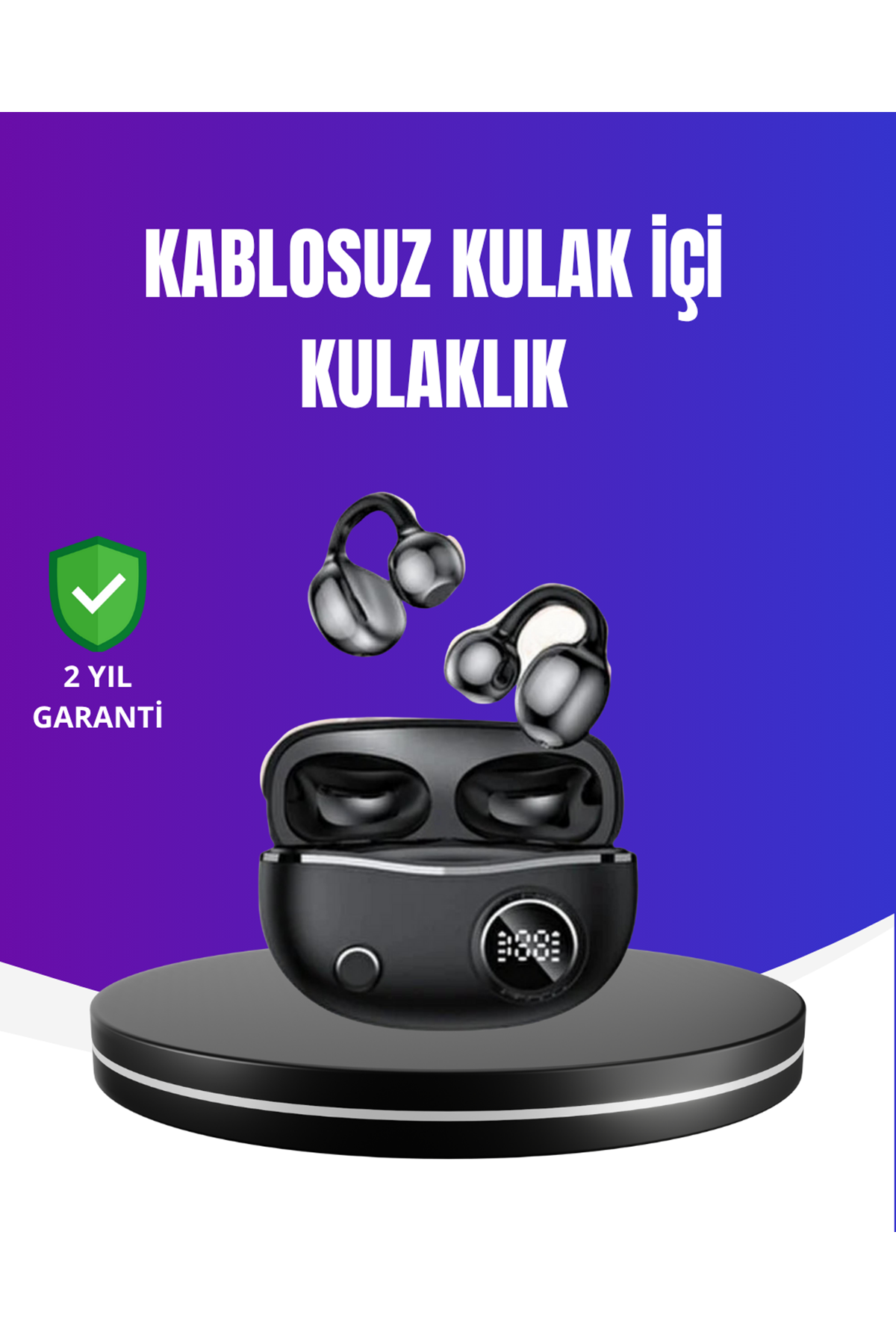 Ergonomik Klipsli Kablosuz Kulaklık – 30 Saat Pil ve Dokunmatik Kontrol Özelliği