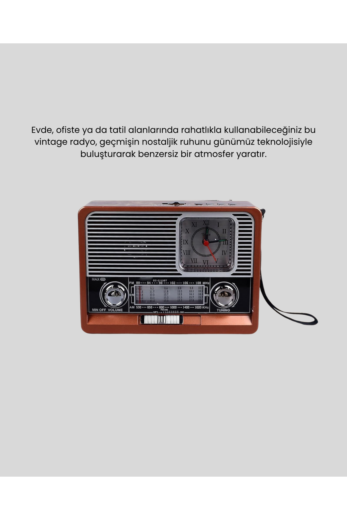 Dekoratif Vintage Radyo – Klasik Görünüm, Modern Fonksiyon ve Uzun Ömürlü Kullanım