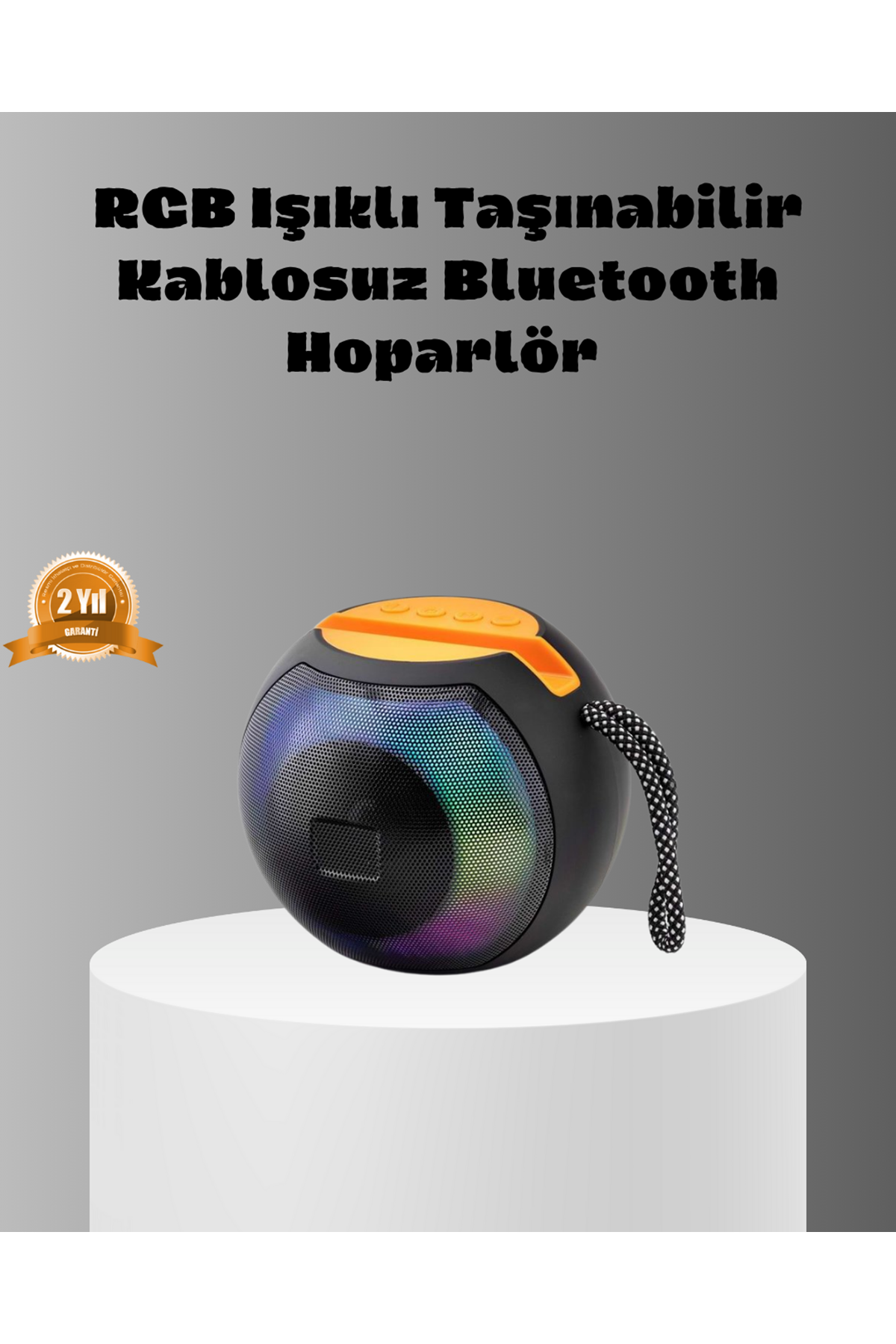 Taşınabilir Bluetooth Hoparlör – RGB Işıklı, Güçlü Bas ve 8 Saat Pil Ömrü
