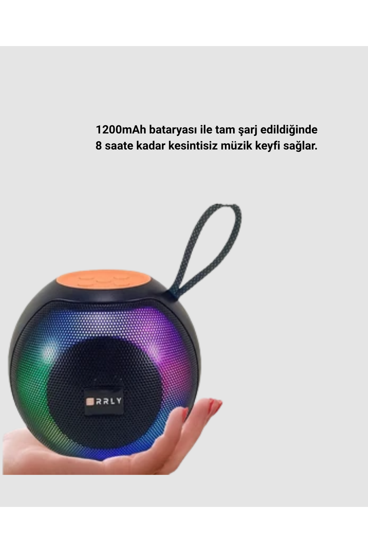 Taşınabilir Bluetooth Hoparlör – RGB Işıklı, Güçlü Bas ve 8 Saat Pil Ömrü