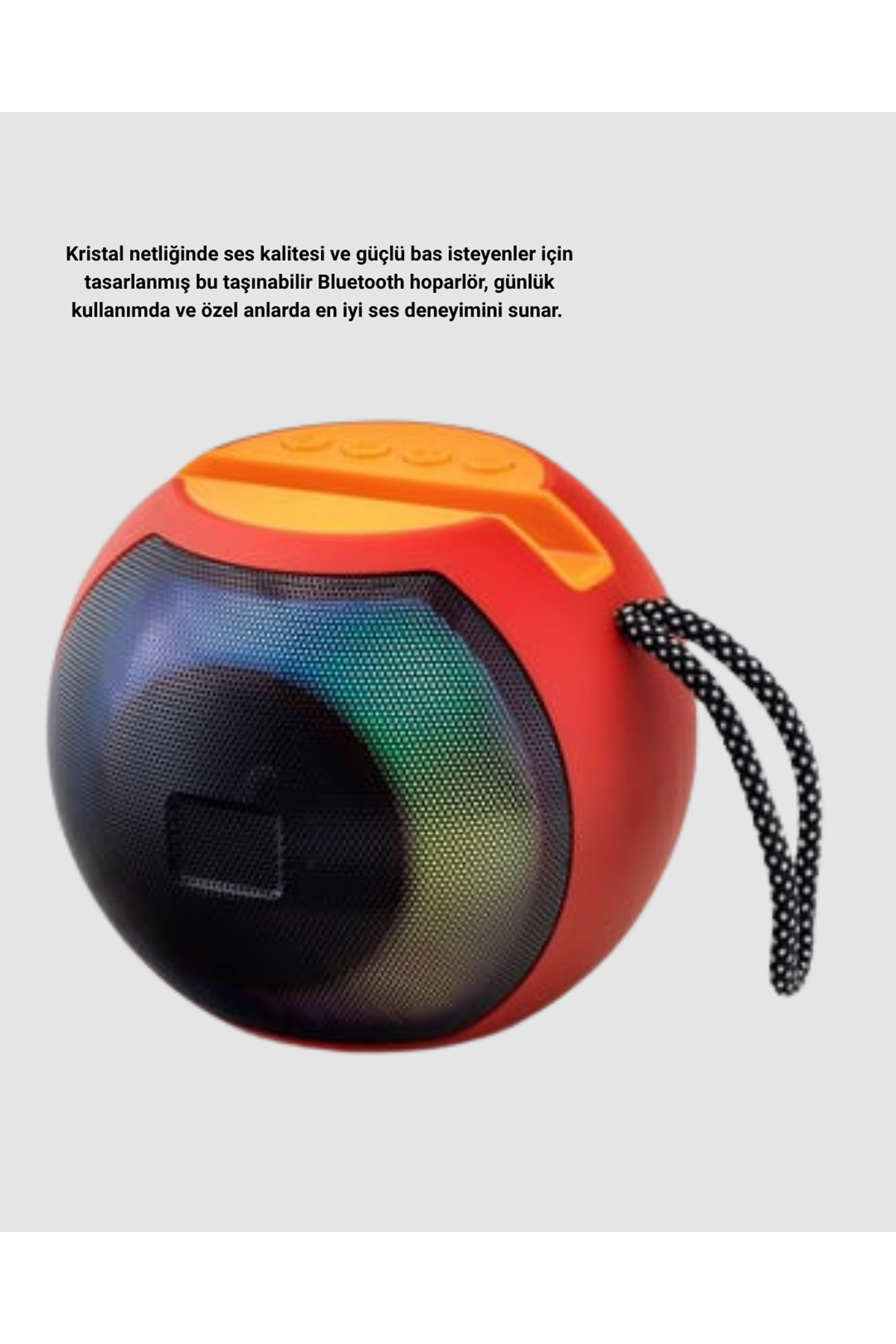 Taşınabilir Bluetooth Hoparlör – RGB Işıklı, Güçlü Bas ve 8 Saat Pil Ömrü