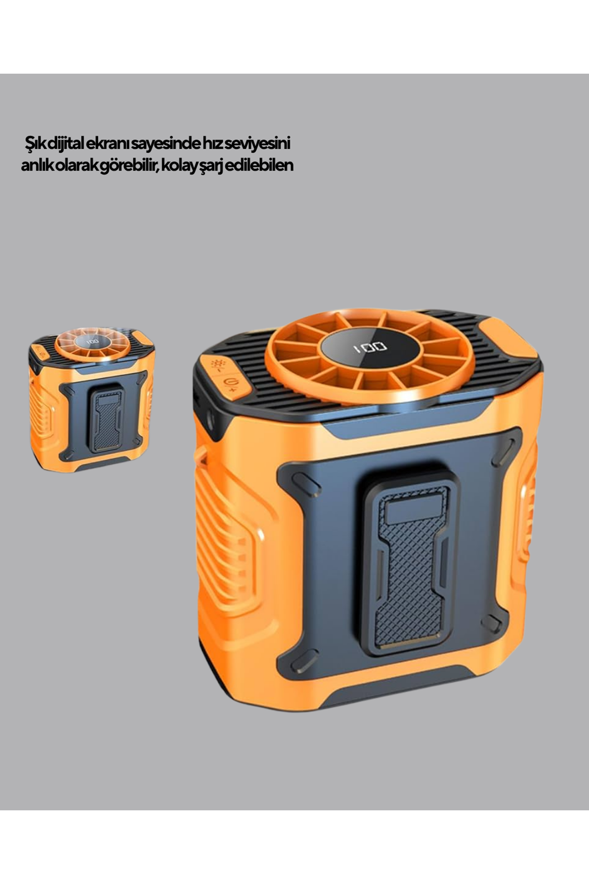 Turbo Mini Taşınabilir Fan – 100 Kademeli Dijital Hız Kontrolü ve Type-C Şarj