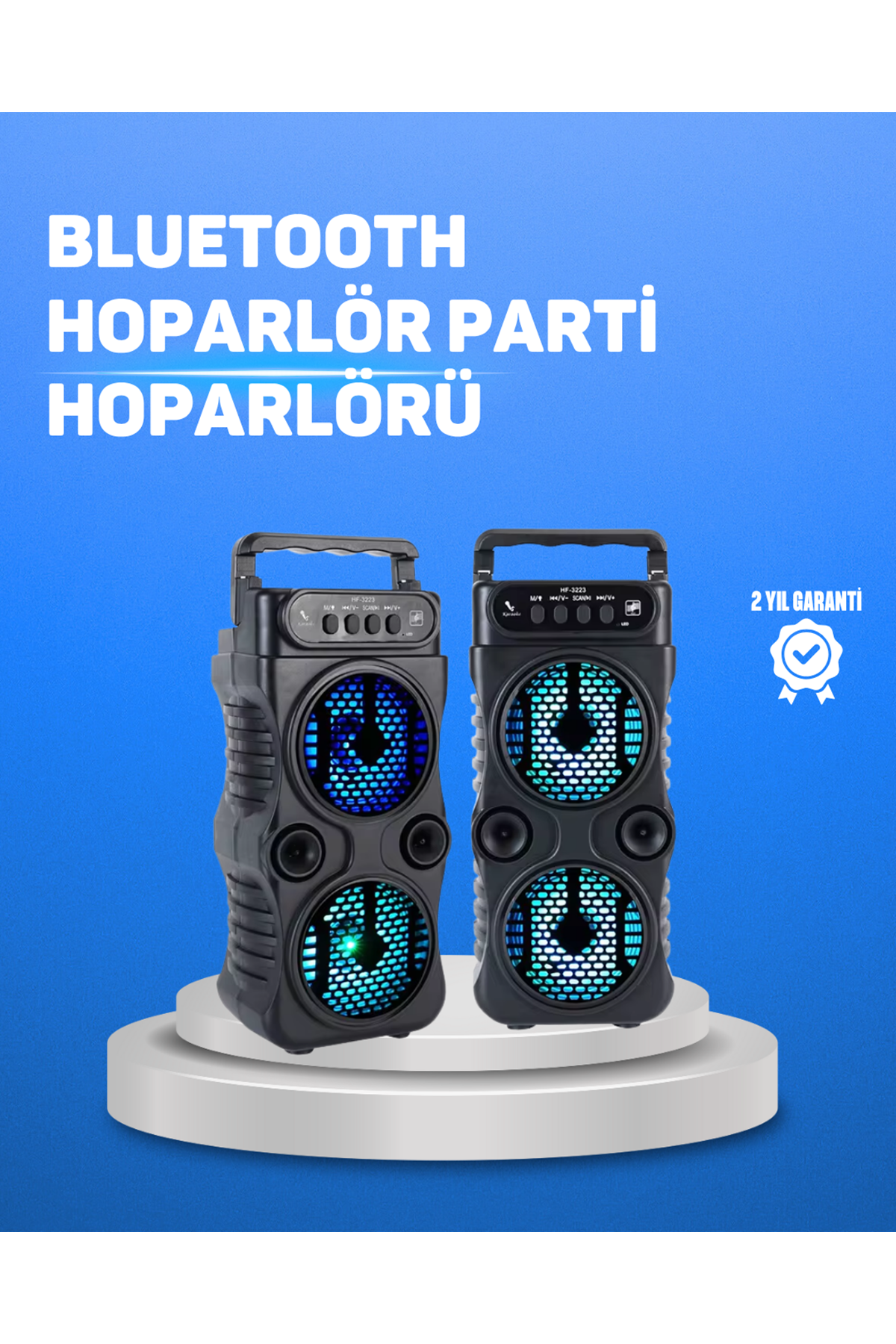 Kablosuz LED Işıklı Bluetooth Hoparlör – FM Radyolu, Mikrofon Girişli