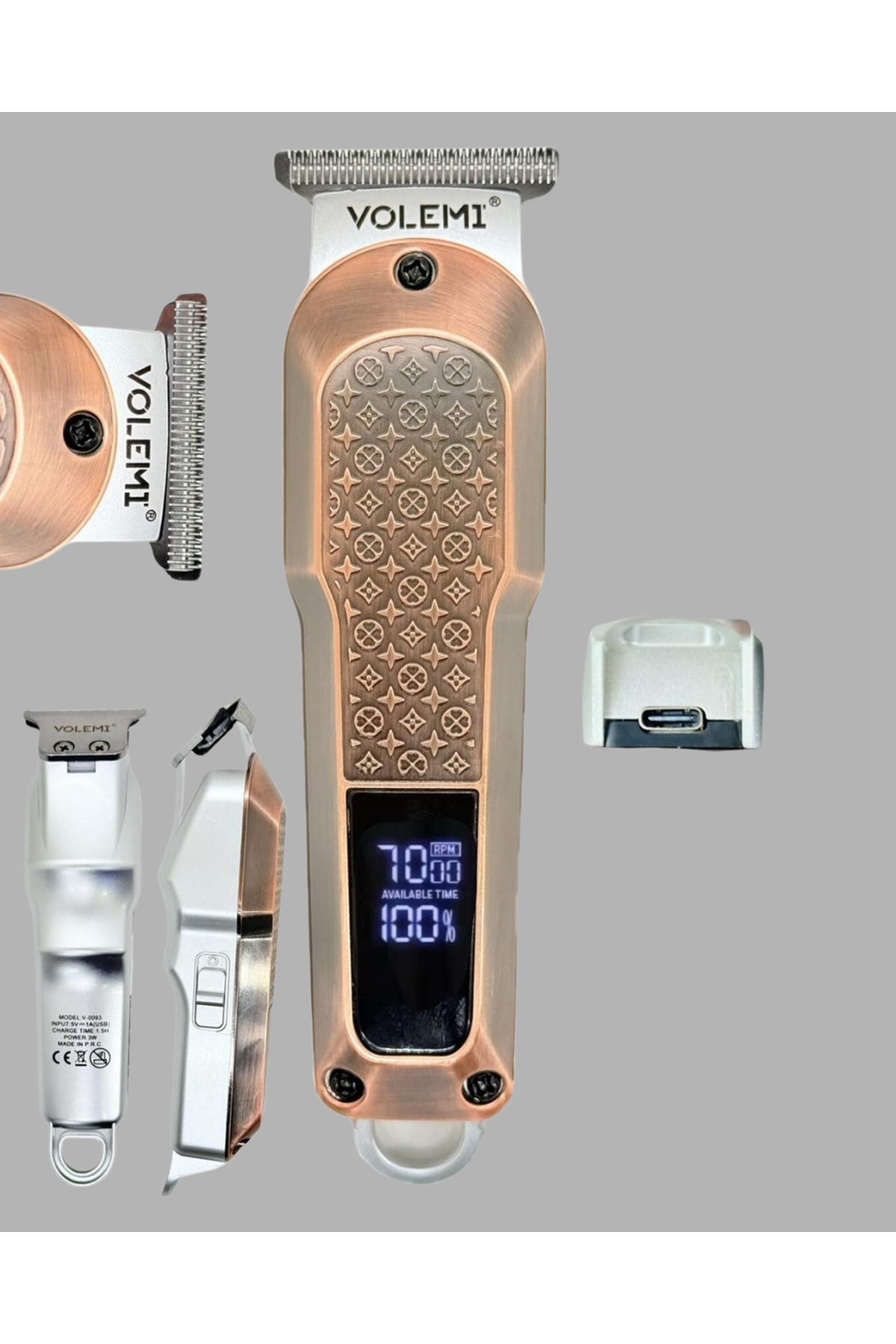 Profesyonel 7000RPM Saç Kesim Makinesi – Type-C Şarjlı, LCD Ekranlı, 4 Kademeli Ayar