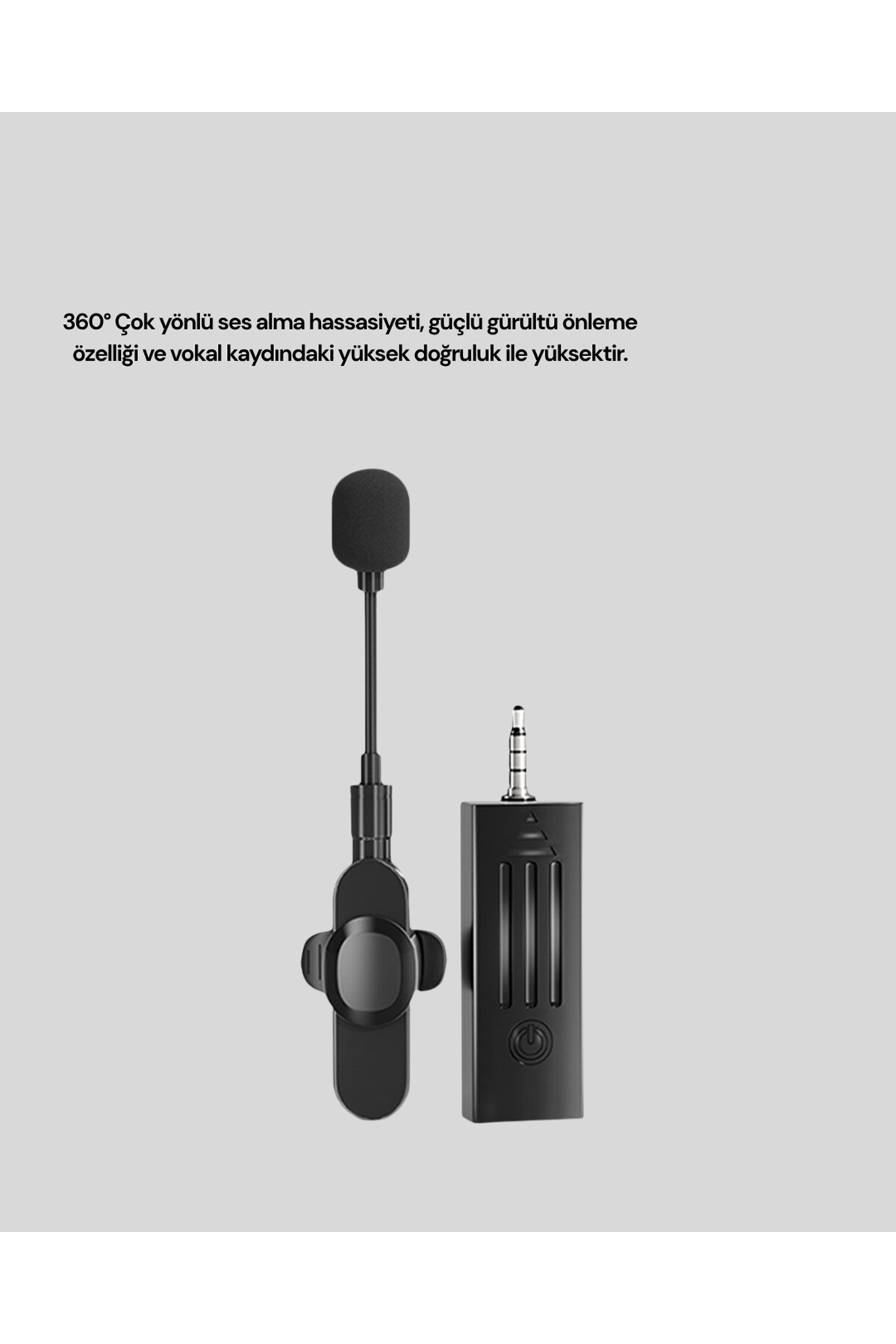360° Kablosuz Yaka Mikrofonu – Gürültü Engelleme, 60m Menzil, Type-C Şarjlı