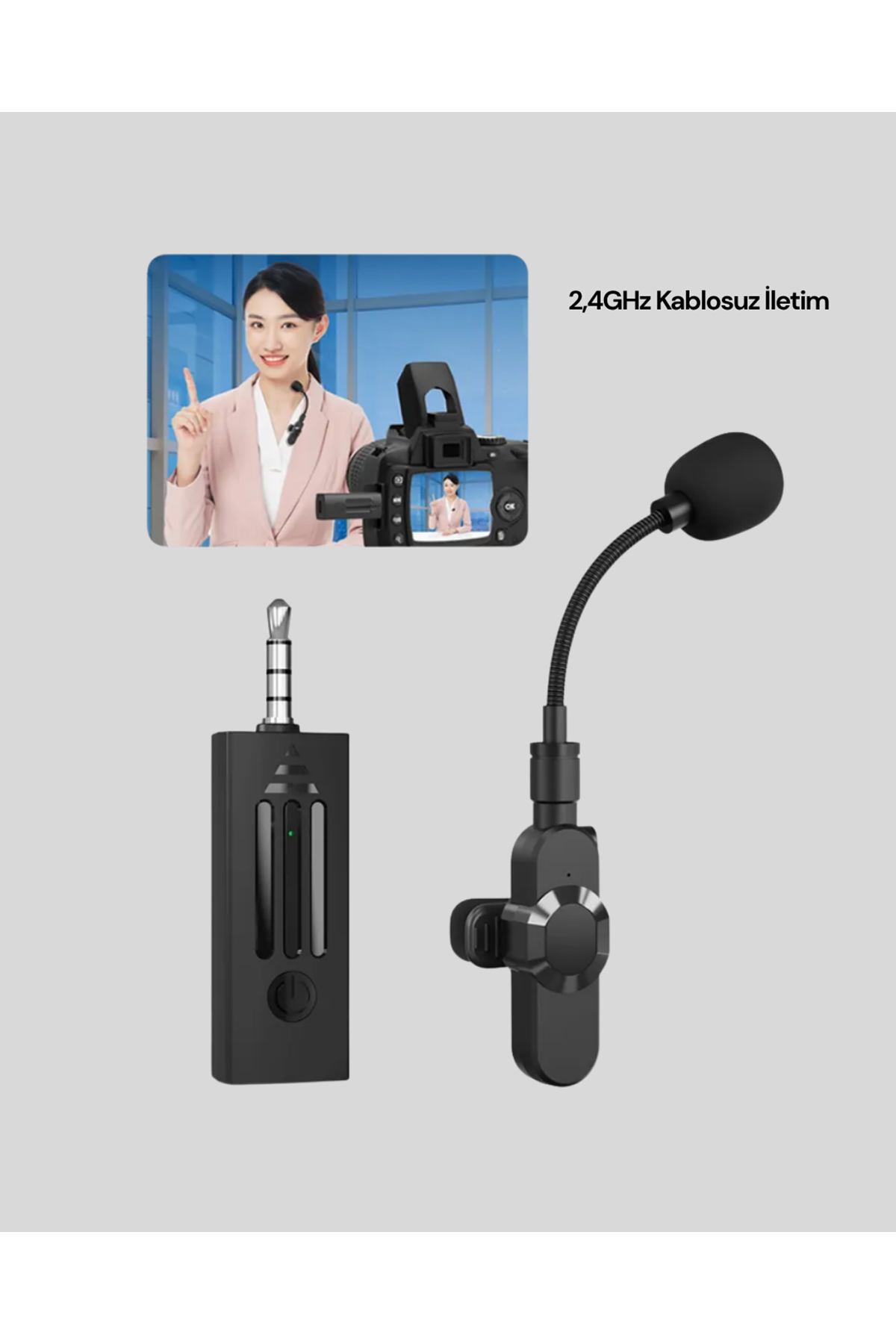 360° Kablosuz Yaka Mikrofonu – Gürültü Engelleme, 60m Menzil, Type-C Şarjlı