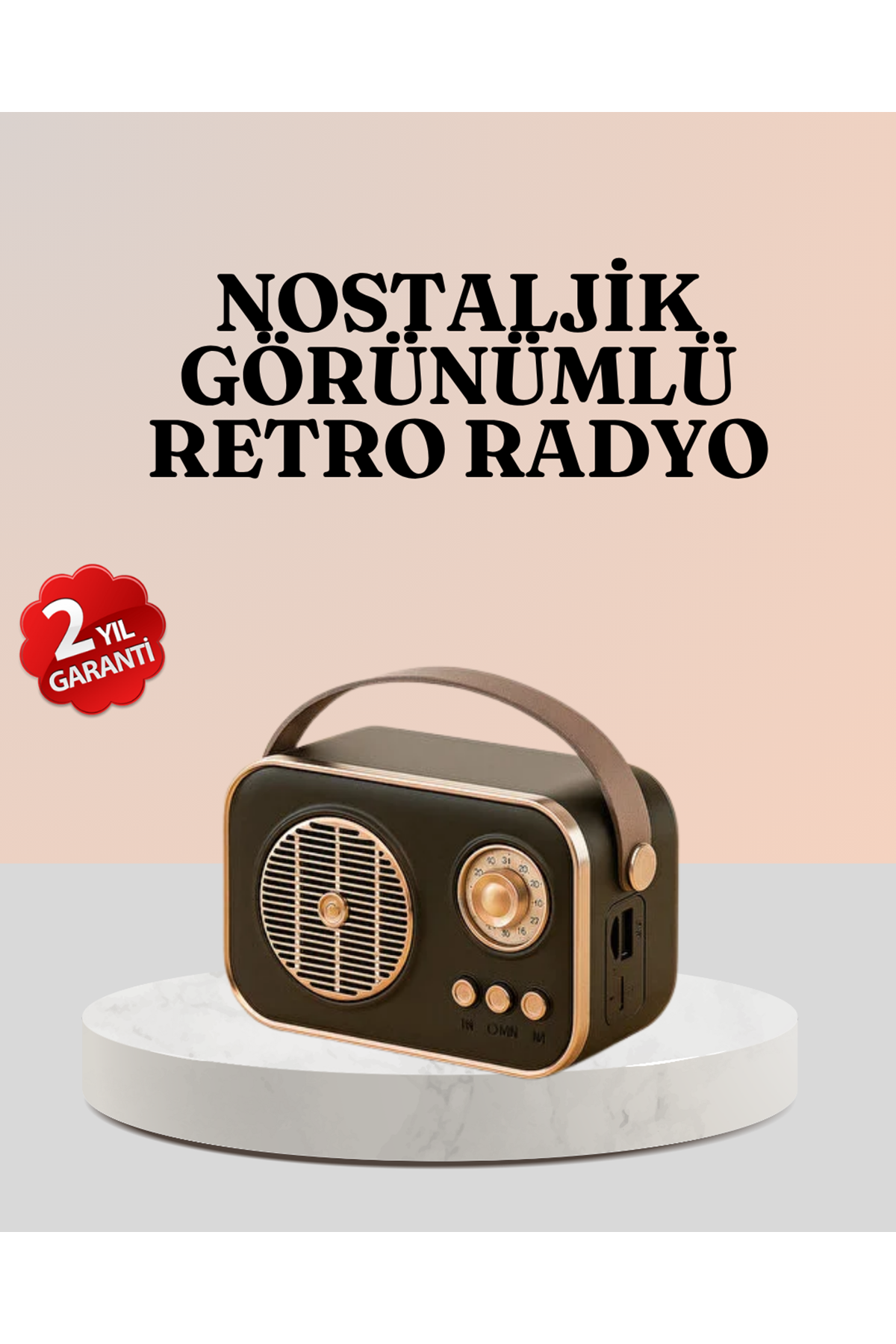 Bluetooth’lu Retro Radyo – FM Destekli Nostaljik Hoparlör