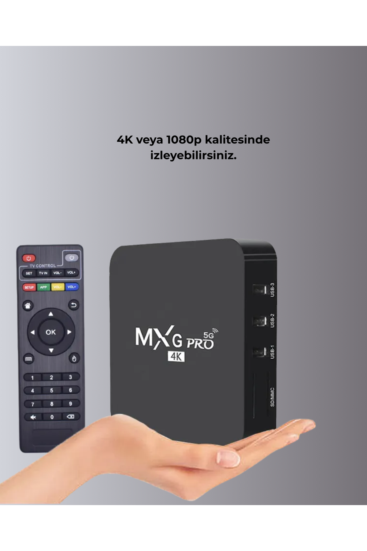 Android TV Box 4K – 2GB RAM 16GB ROM, Kablosuz Wi-Fi Medya Oynatıcı