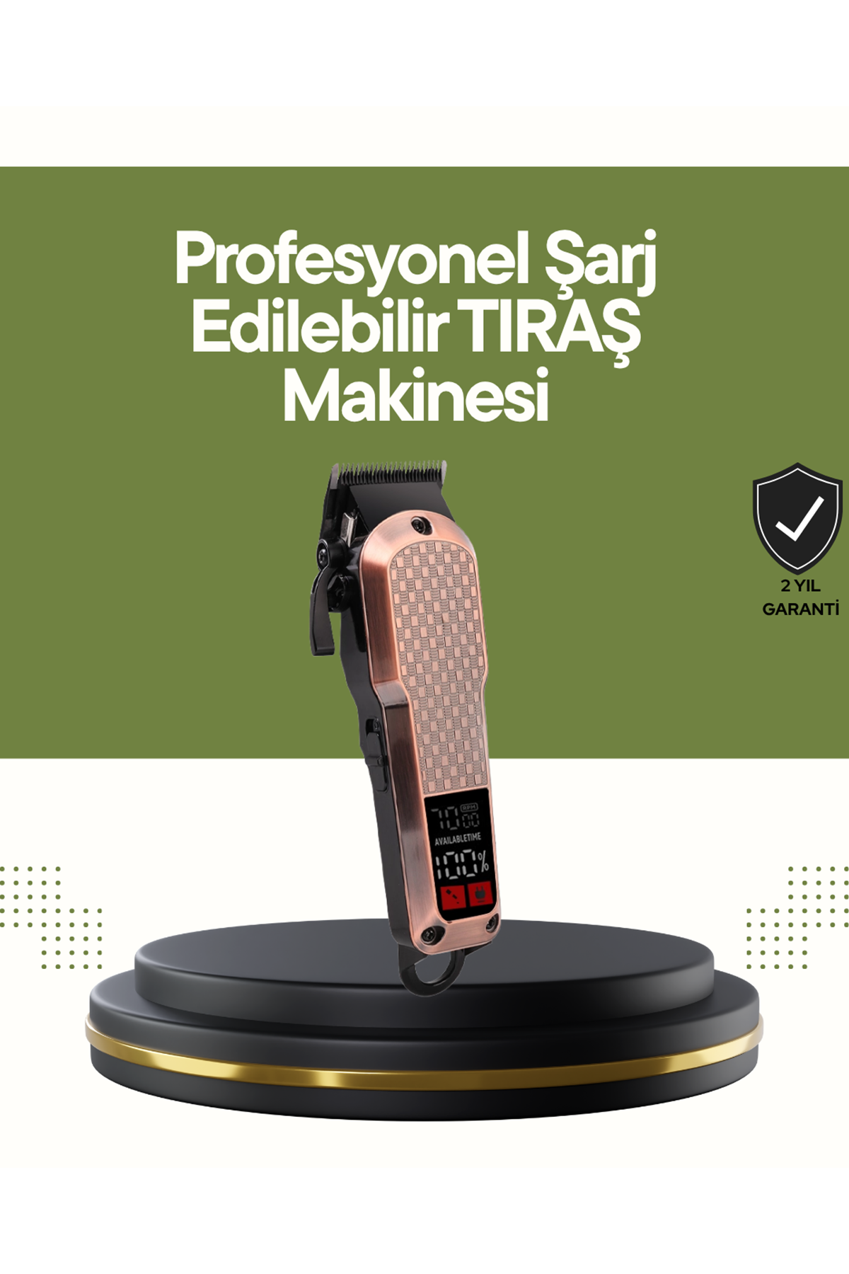 Şarjlı Saç Kesme Makinesi – 4 Kademeli Ayar, LCD Ekran ve Hızlı Şarj Desteği