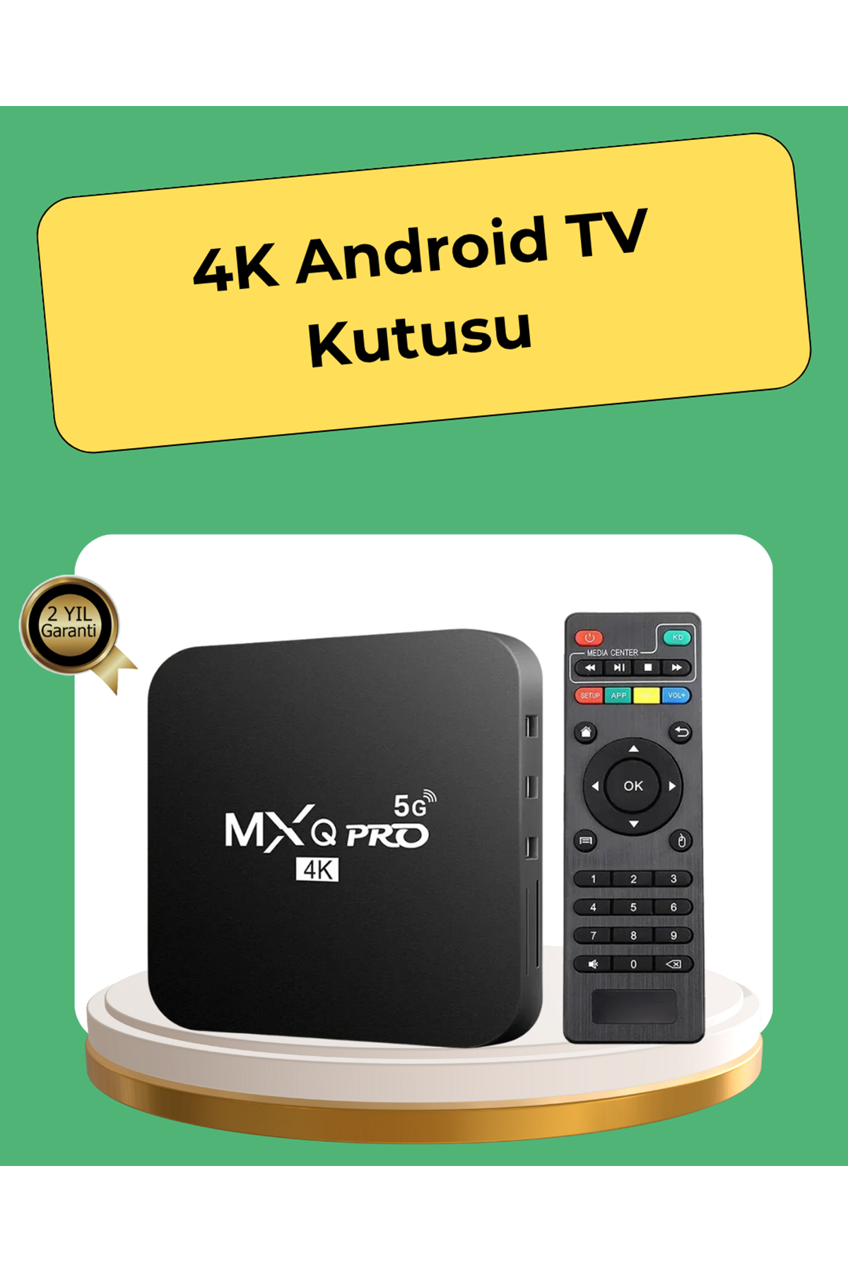 4K Ultra HD TV Box – 2GB RAM, 16GB Hafıza, Android Akıllı Medya Oynatıcı