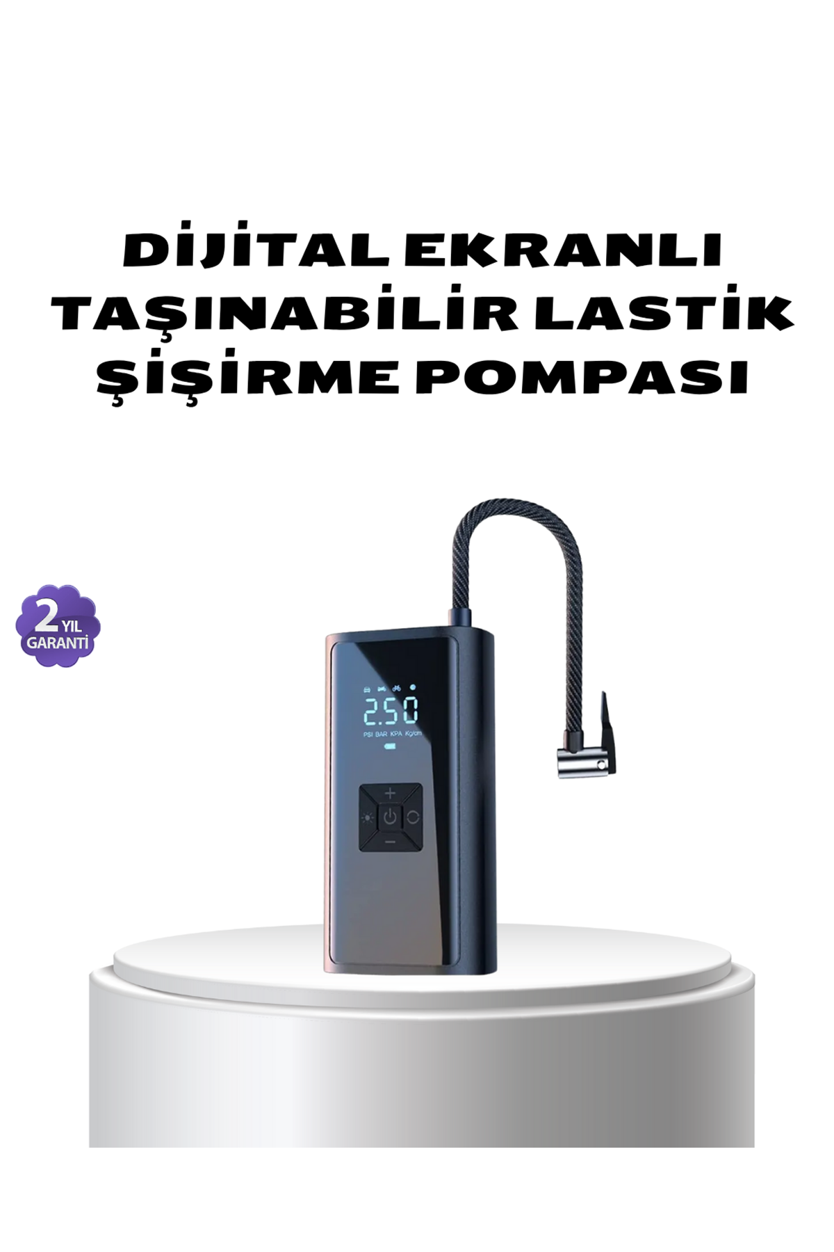 Kablosuz Dijital Lastik Şişirme Pompası LED Işıklı 80W