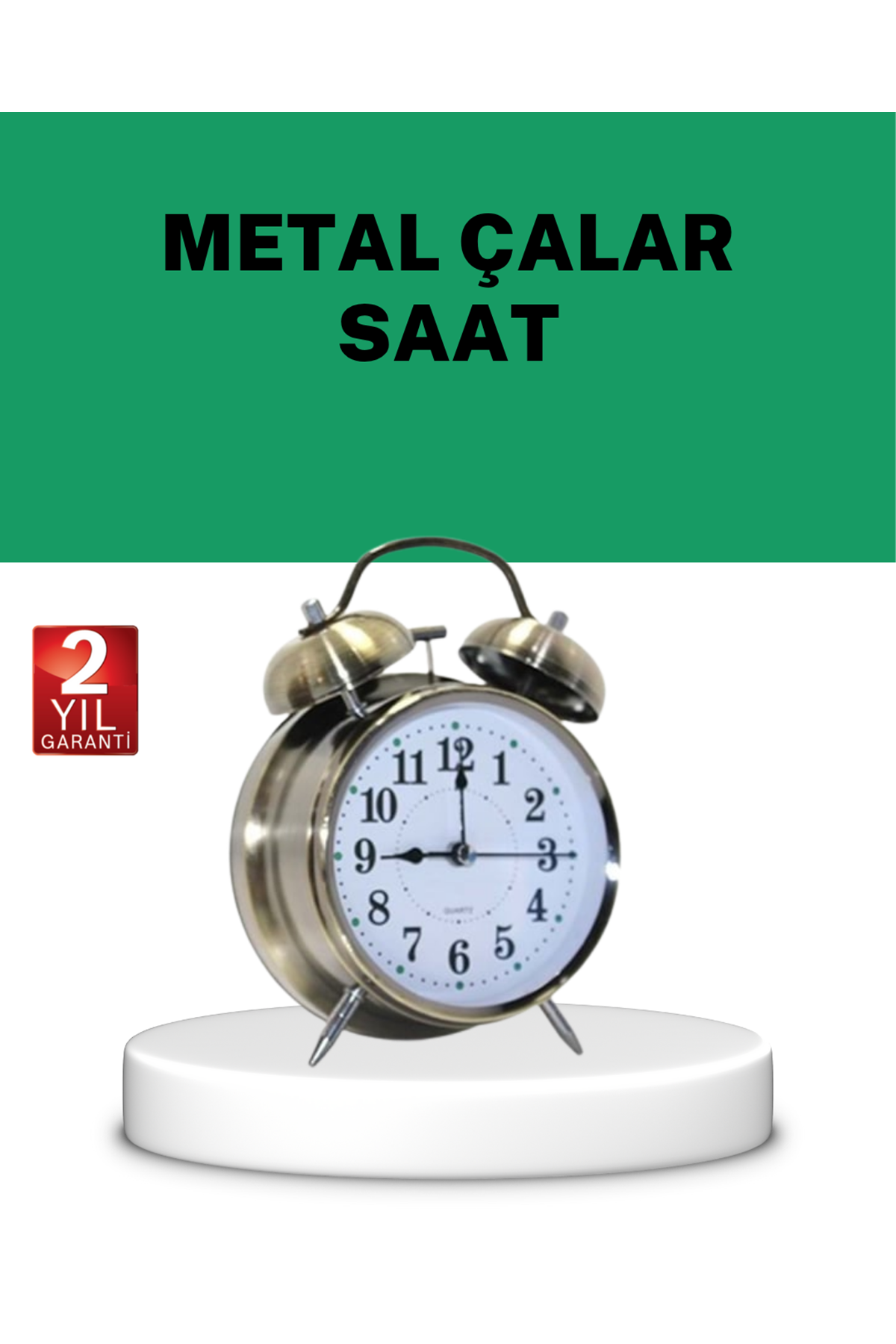Gümüş Renkli Sessiz Işıklı Dekoratif Masa Üstü Çalar Saat Alarmlı