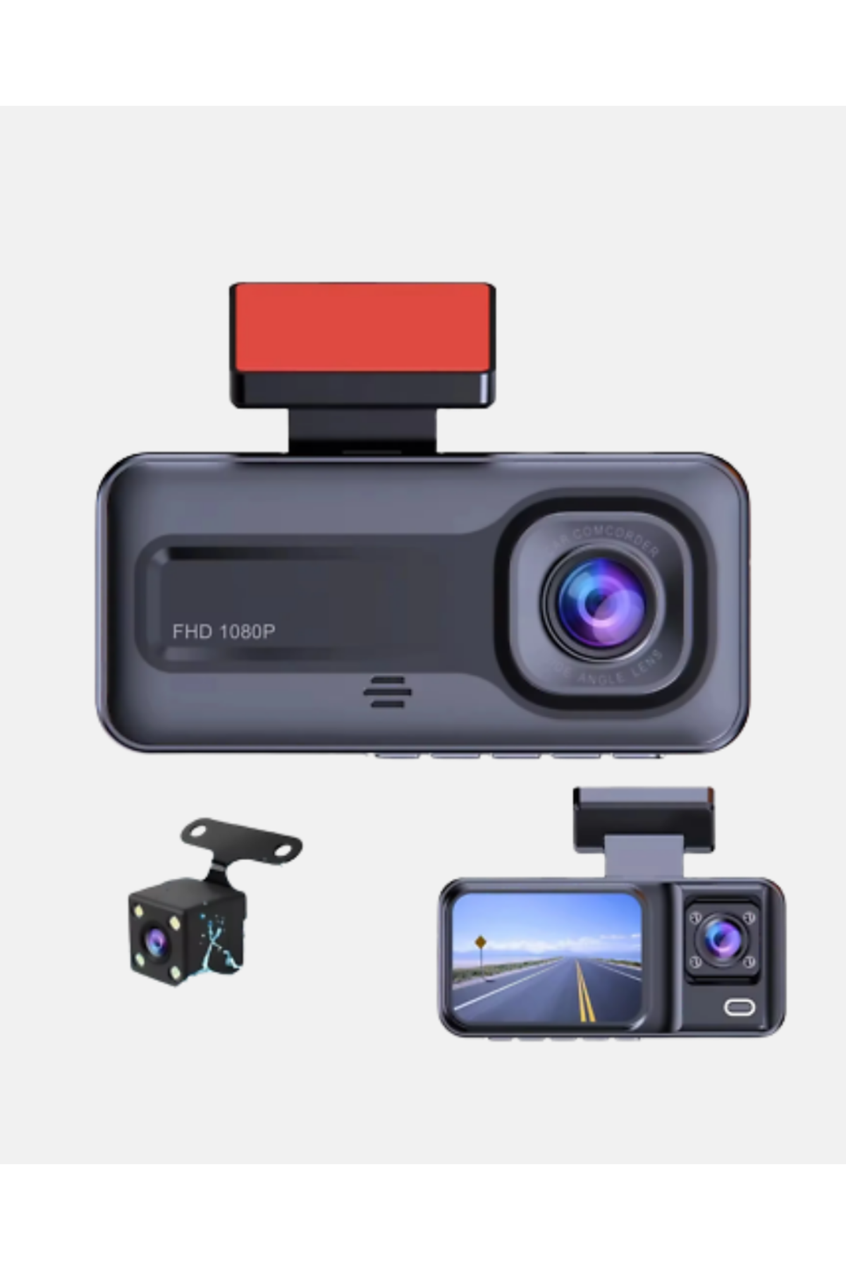 Üç Kameralı Dash Cam 170° Geniş Açılı Full HD Gece Görüşlü