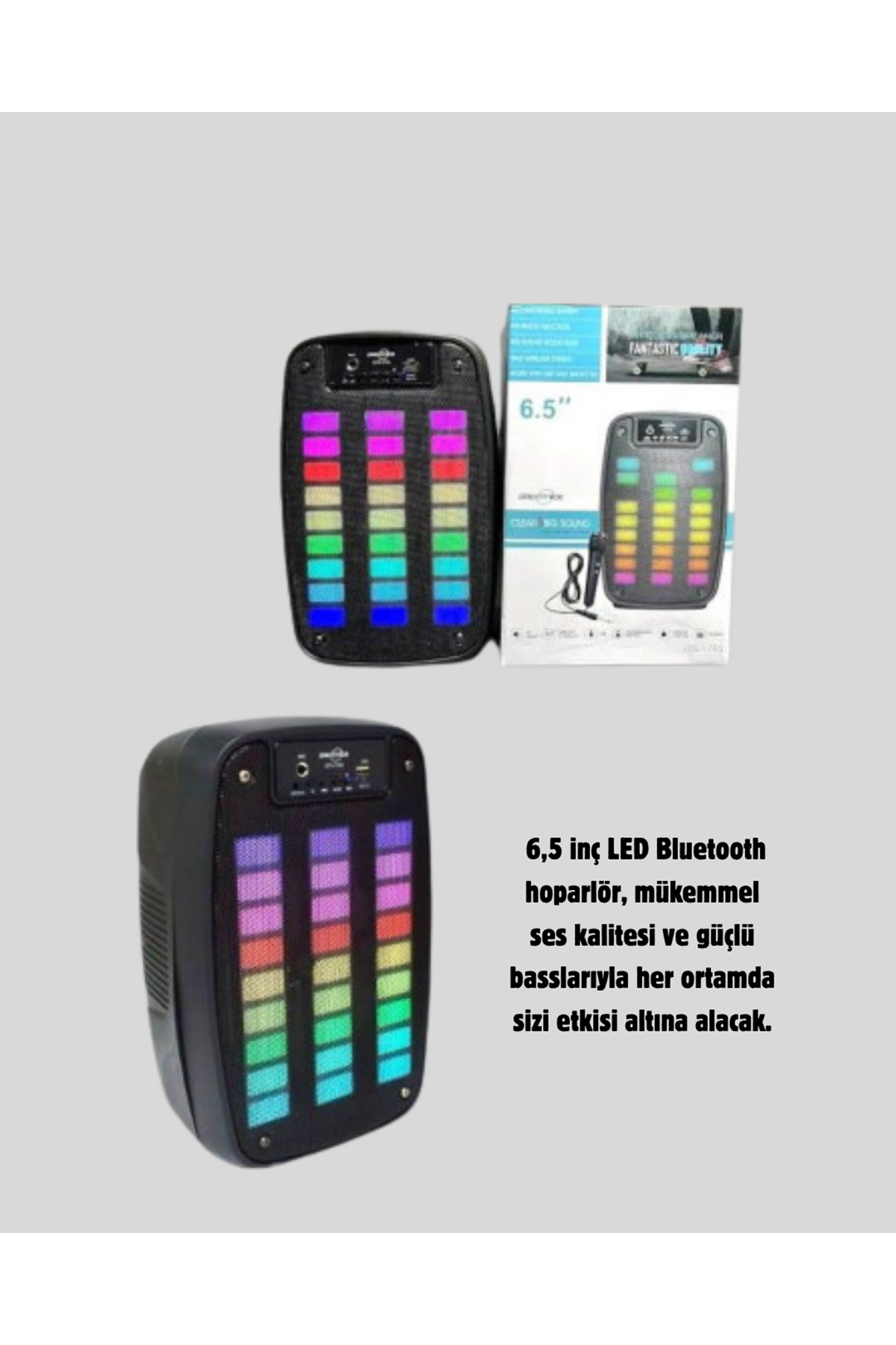 6.5” LED Işıklı GTS 1793 Bluetooth Hoparlör Güçlü Bass ve FM Destekli