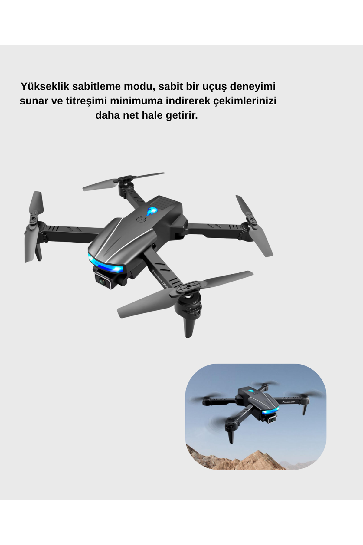 4K Kamera Özellikli Katlanabilir Drone Wi-Fi ve Yükseklik Sabitlemeli