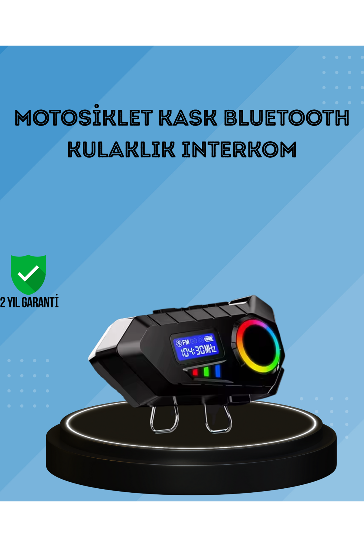 500mAh Bataryalı Bluetooth 5.4  İnterkom LED Ekranlı FM Destekli