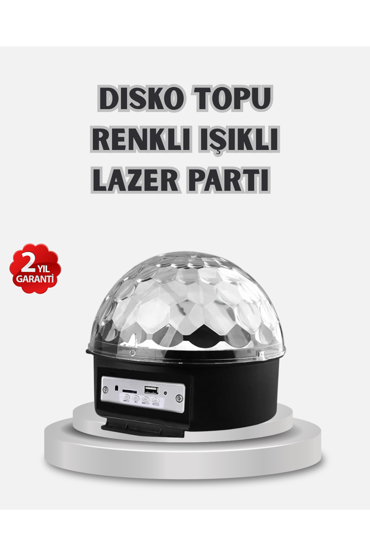 LED Disko Küresi Bluetooth Hoparlörlü Ritimle Senkronize Döner Işıklı