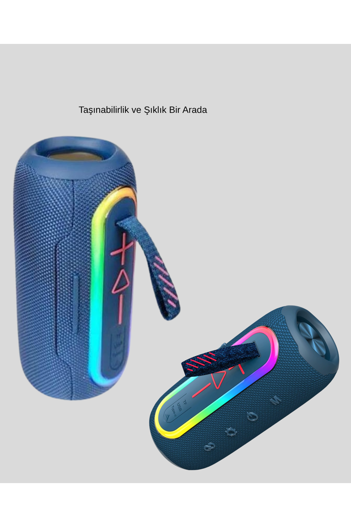 Mini Mavi Bluetooth Hoparlör Şık Görünüm ve Taşınabilir Güçlü Ses
