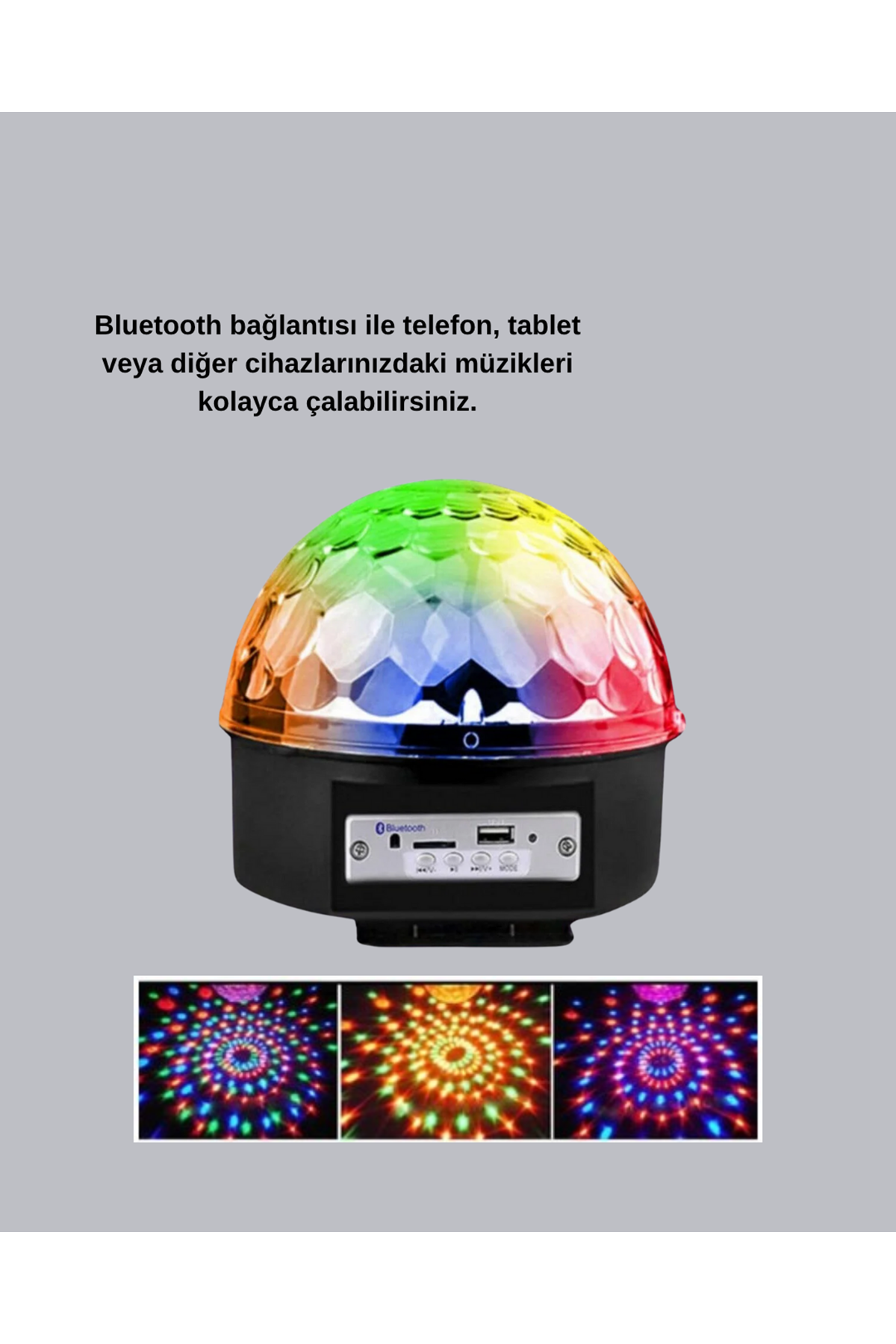 Ritim Hassasiyetli Bluetooth Hoparlörlü Disko Işığı Döner LED Efektli