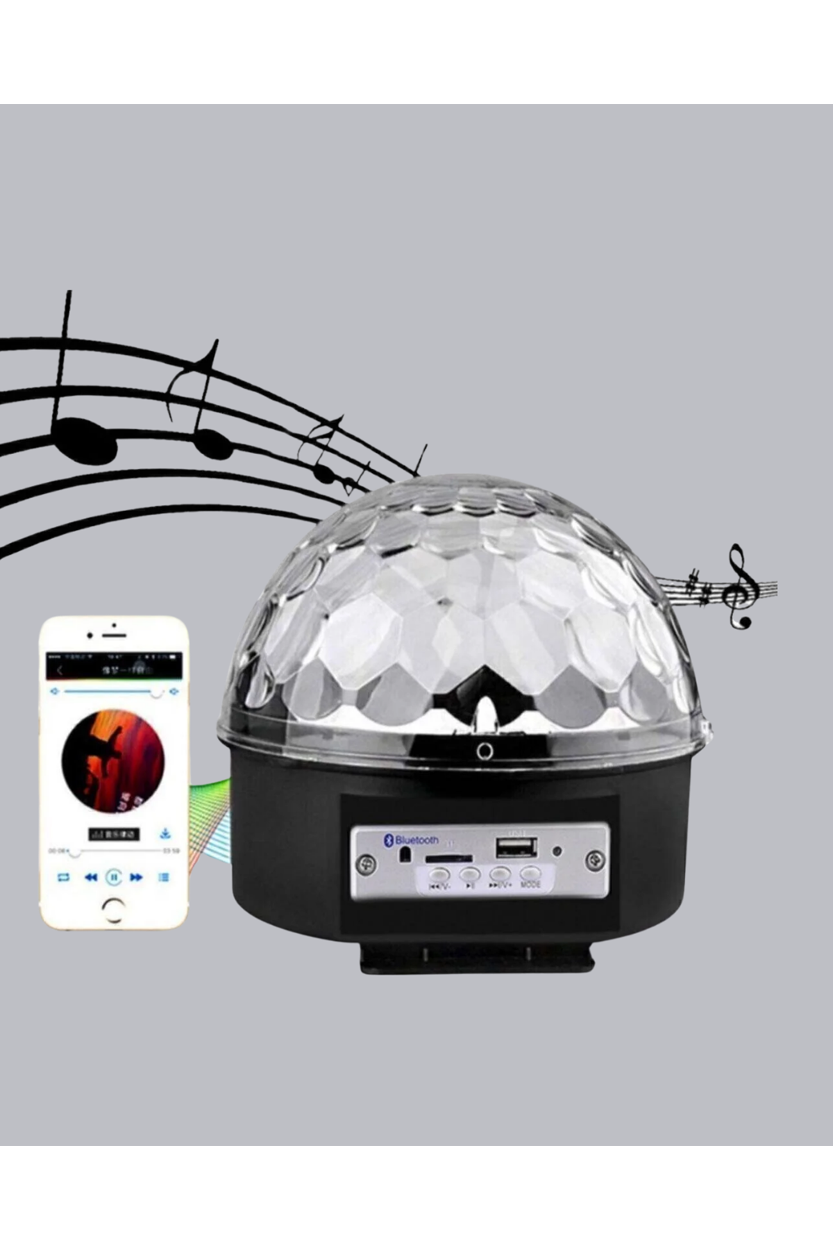 Ritim Hassasiyetli Bluetooth Hoparlörlü Disko Işığı Döner LED Efektli