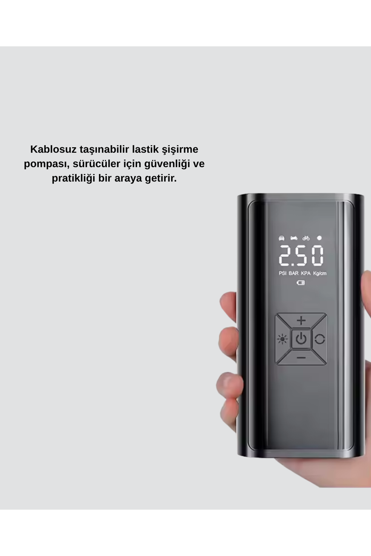 Taşınabilir 80W Kablosuz Lastik Şişirme Pompası Dijital Ekranlı