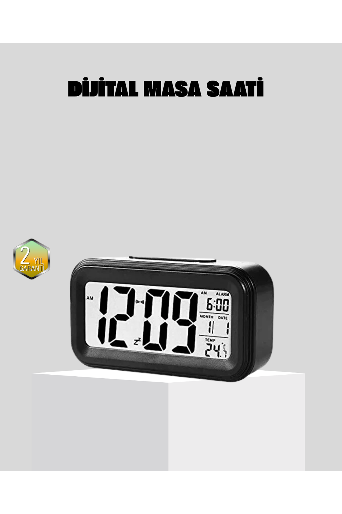 Fotoselli Dijital Masa Saati Aydınlatmalı Alarm ve Tarih Göstergeli