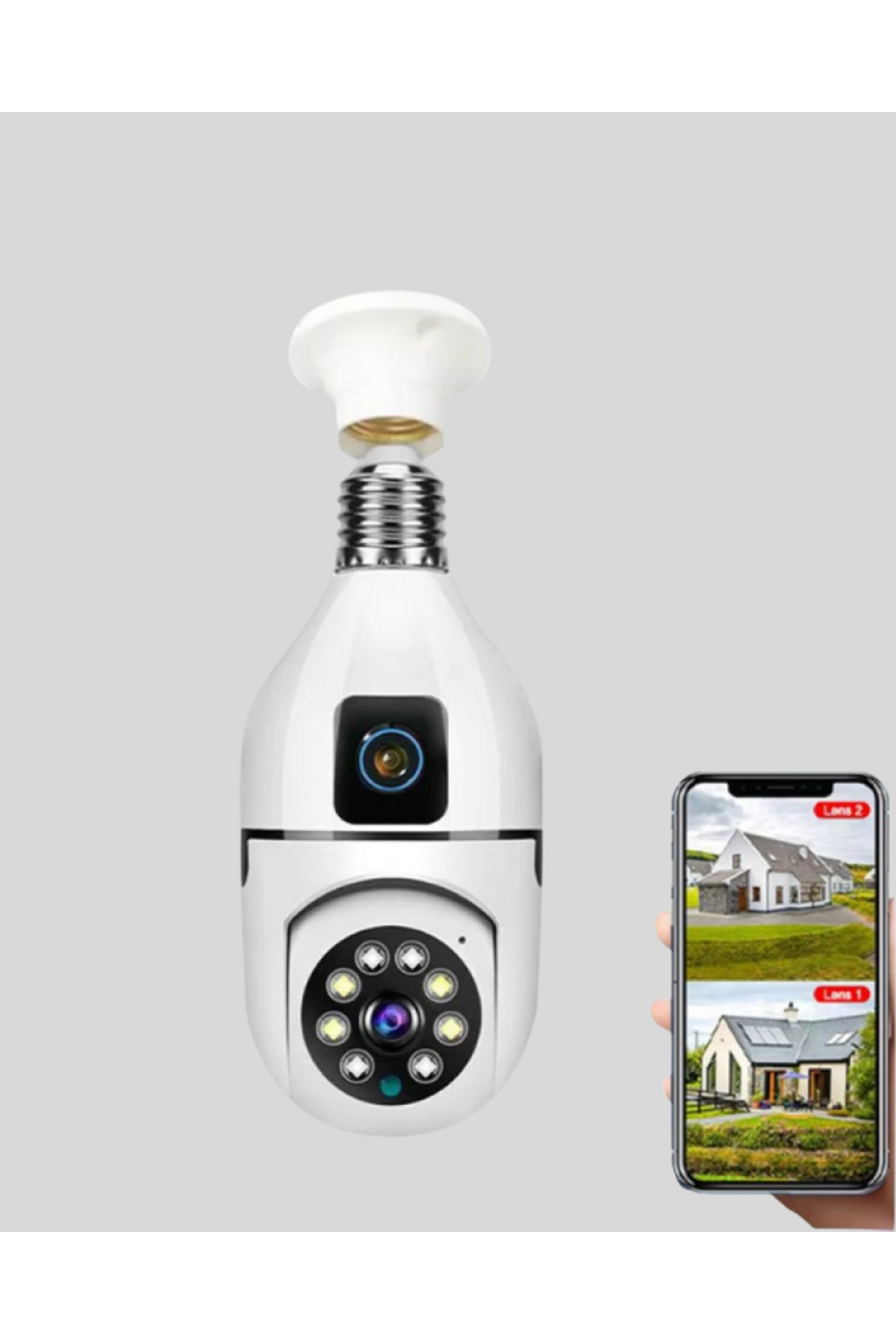 Ampul Tipi WiFi Kamera 2MP Lensli Full HD Görüntü ve Akıllı Hareket Algılama