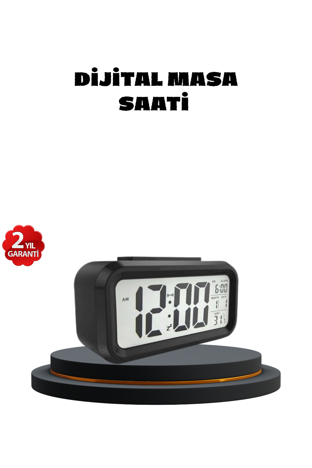 Sensörlü Dijital Masa Saati Alarm ve Sıcaklık Göstergeli