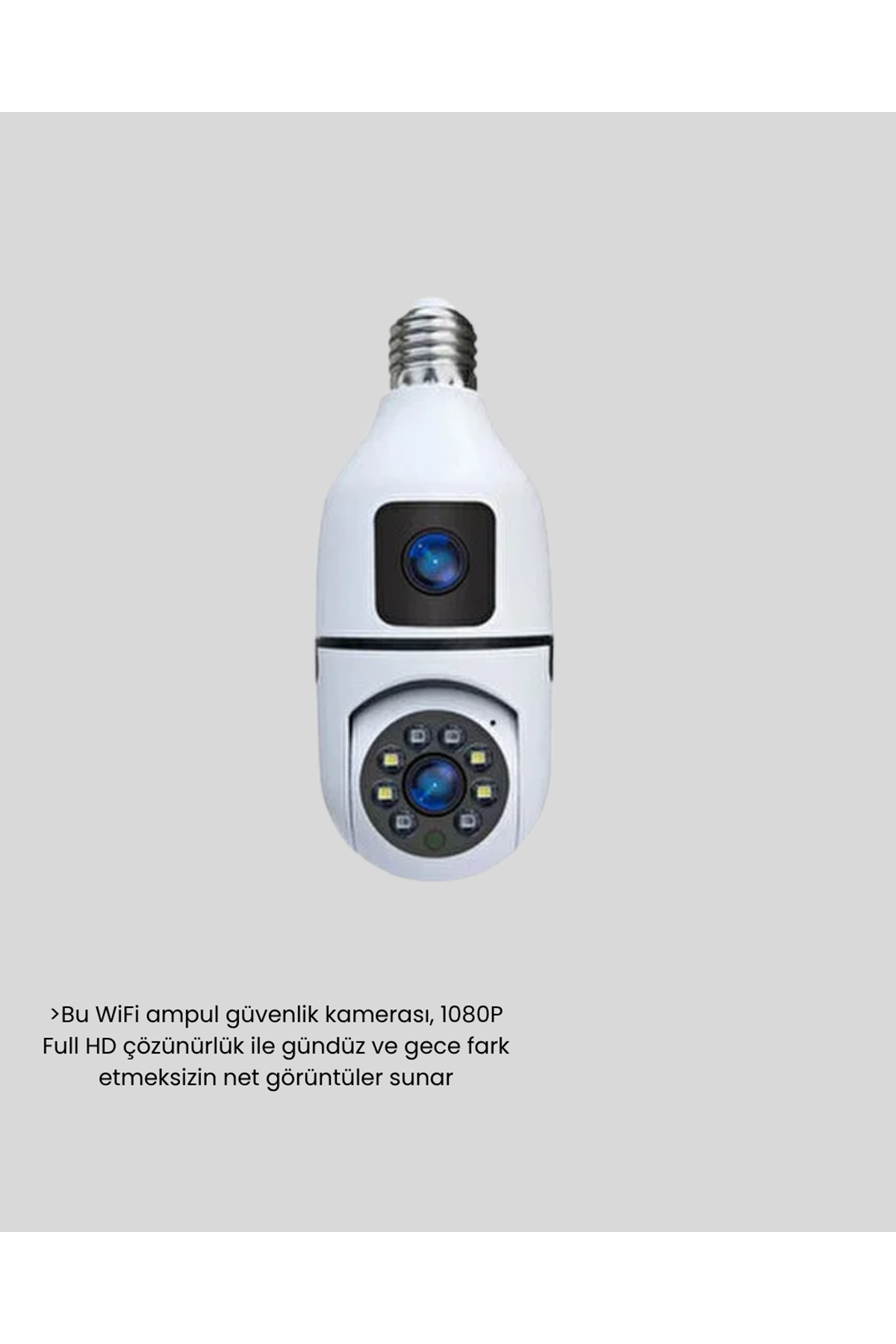 WiFi Ampul Güvenlik Kamerası 1080P Full HD Gece Görüşlü ve Hareket Algılamalı