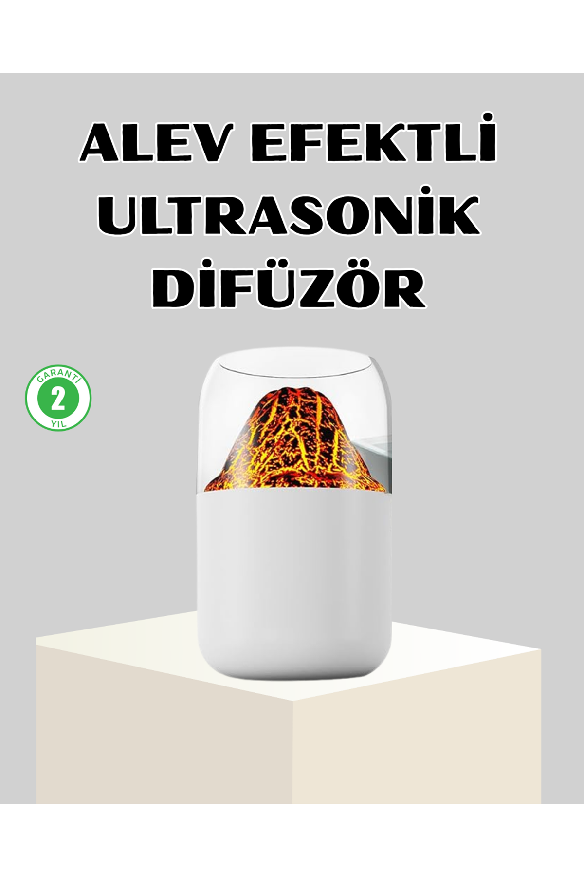 Ultrasonik Alev Efektli Aromaterapi Difüzörü USB Şarjlı ve Otomatik Kapanma Özellikli
