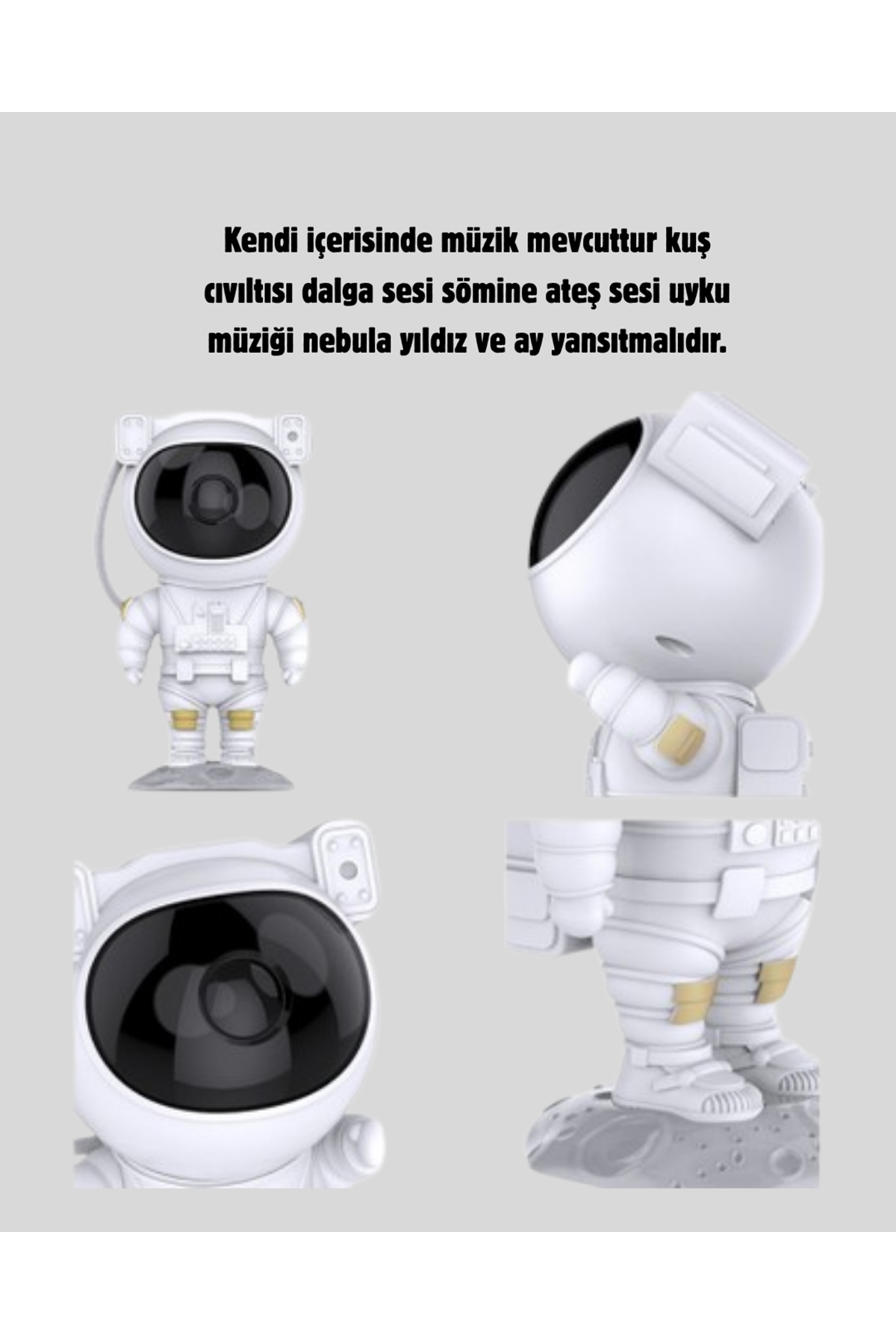 Astronot Projeksiyon Lambası Bluetooth Müzikli ve Uzaktan Kumandalı