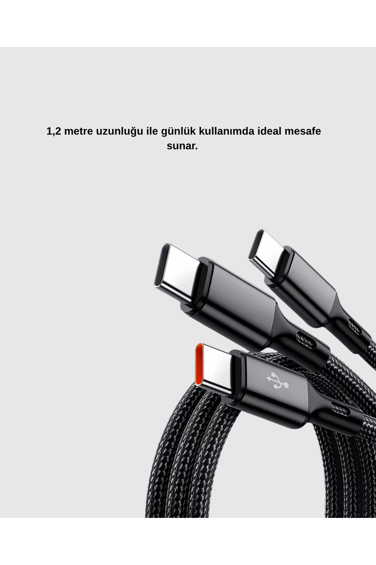 3’ü 1 Arada Hızlı Şarj Kablosu iOS Android Type-C Uyumlu ve Dayanıklı