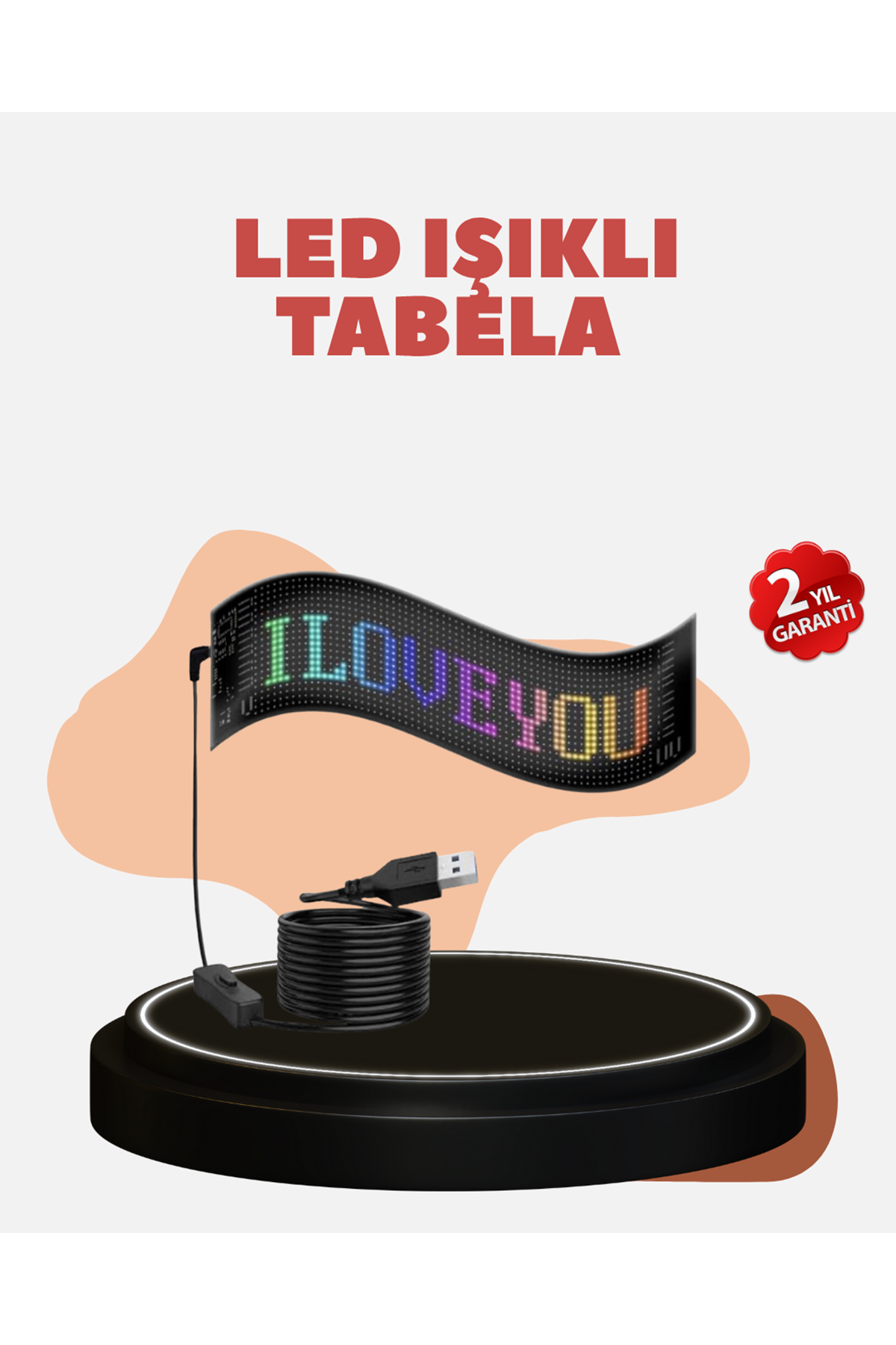 Kayan Yazı Destekli RGB LED Reklam Paneli USB ile Kolay Kurulumlu