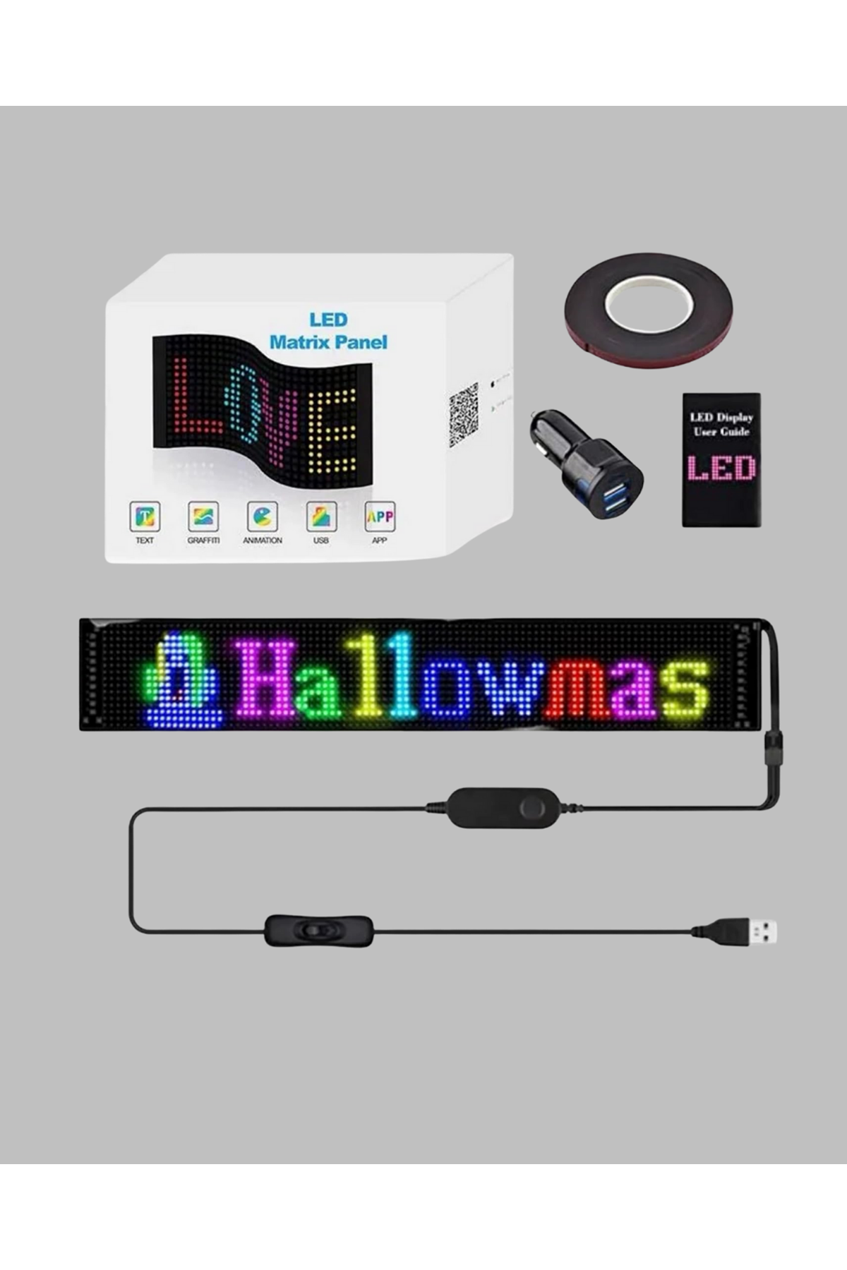 Kayan Yazı Destekli RGB LED Reklam Paneli USB ile Kolay Kurulumlu