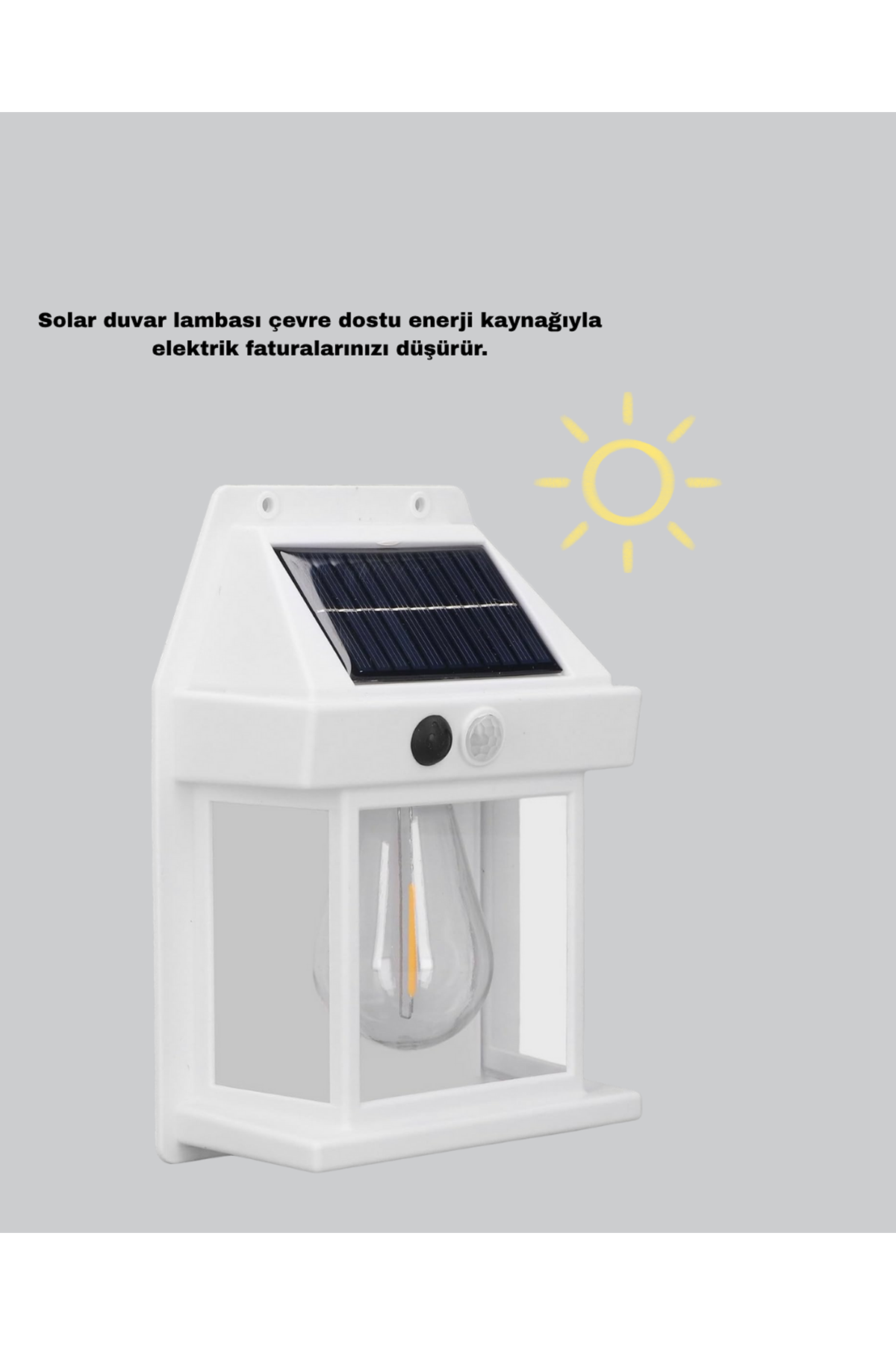 Solar Sensörlü Dış Mekan Lamba 3 Işık Modlu ve IP65 Dayanıklı