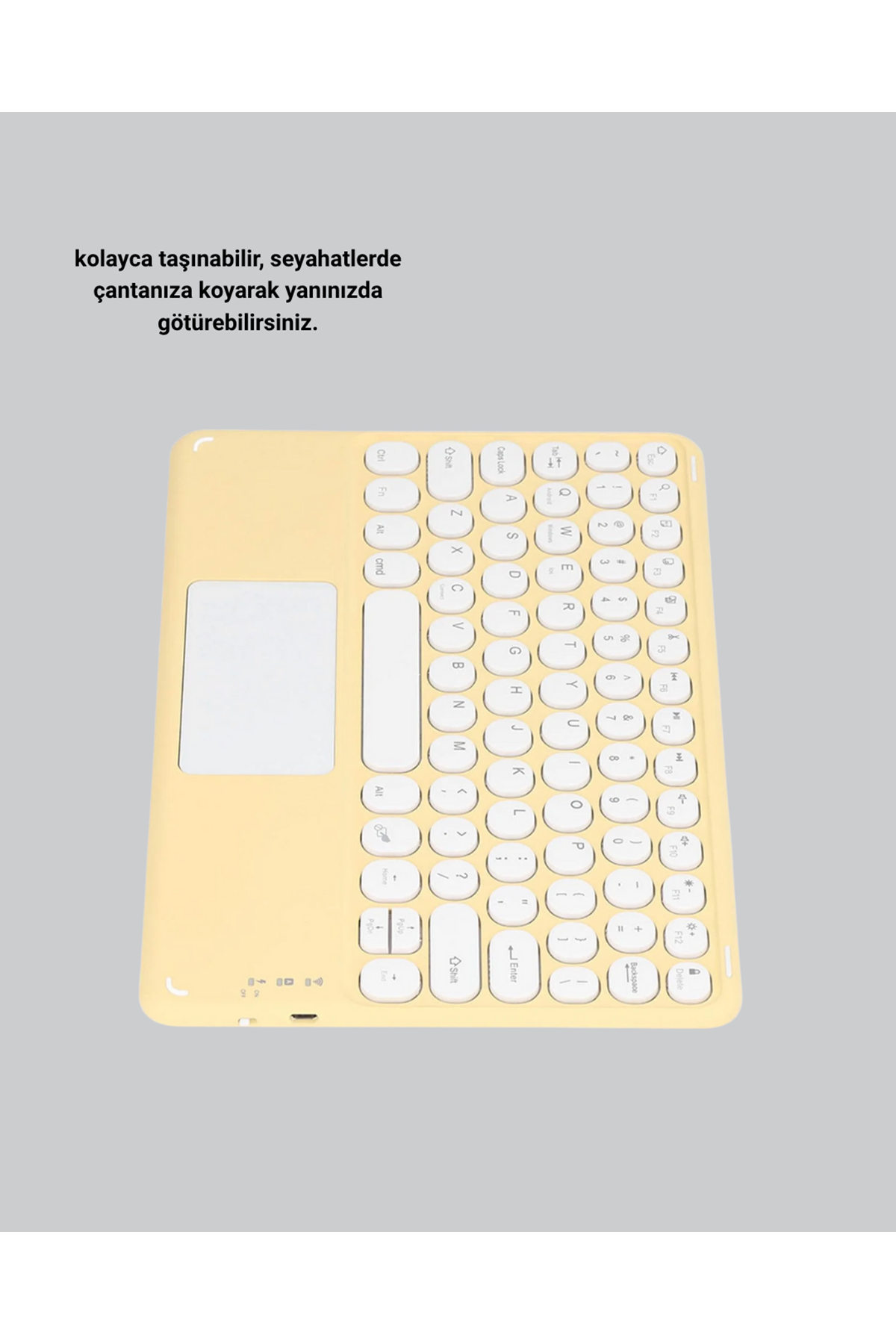 Bluetooth Kablosuz Klavye – İnce Slim Model, Tablet ve Akıllı TV Uyumlu, Sessiz Tuşlu Taşınabilir Klavye