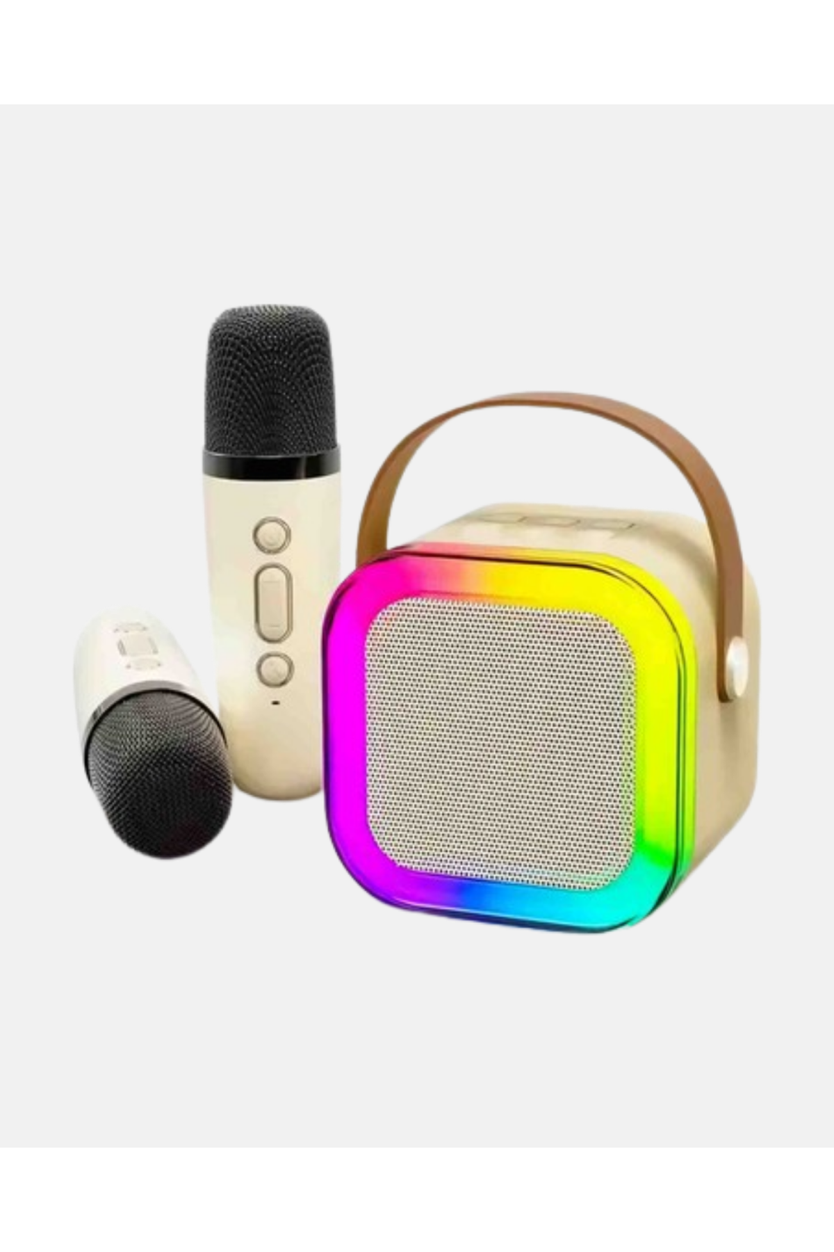 Karaoke Hoparlör Taşınabilir Çift Mikrofonlu ve LED Işıklı Bluetooth 5.0