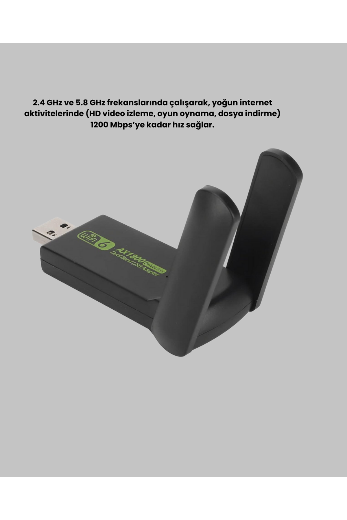 Ultratekno Dual Band WiFi Adaptör – 1200 Mbps, USB 3.0, Çift Antenli, Geniş Kapsama Alanı ve Yüksek Hız