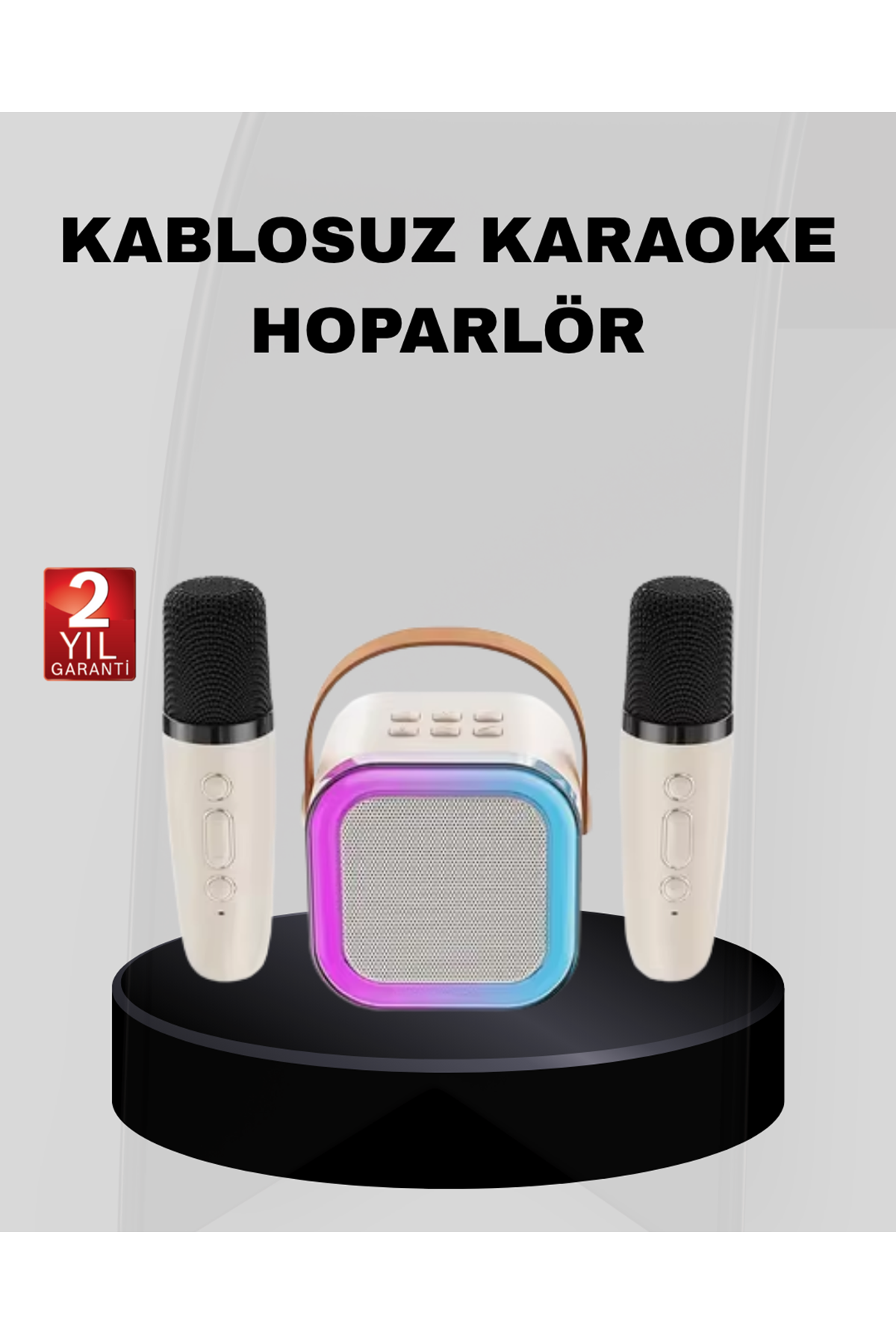 Taşınabilir Karaoke Hoparlör Bluetooth 5.0 ve Çift Mikrofonlu