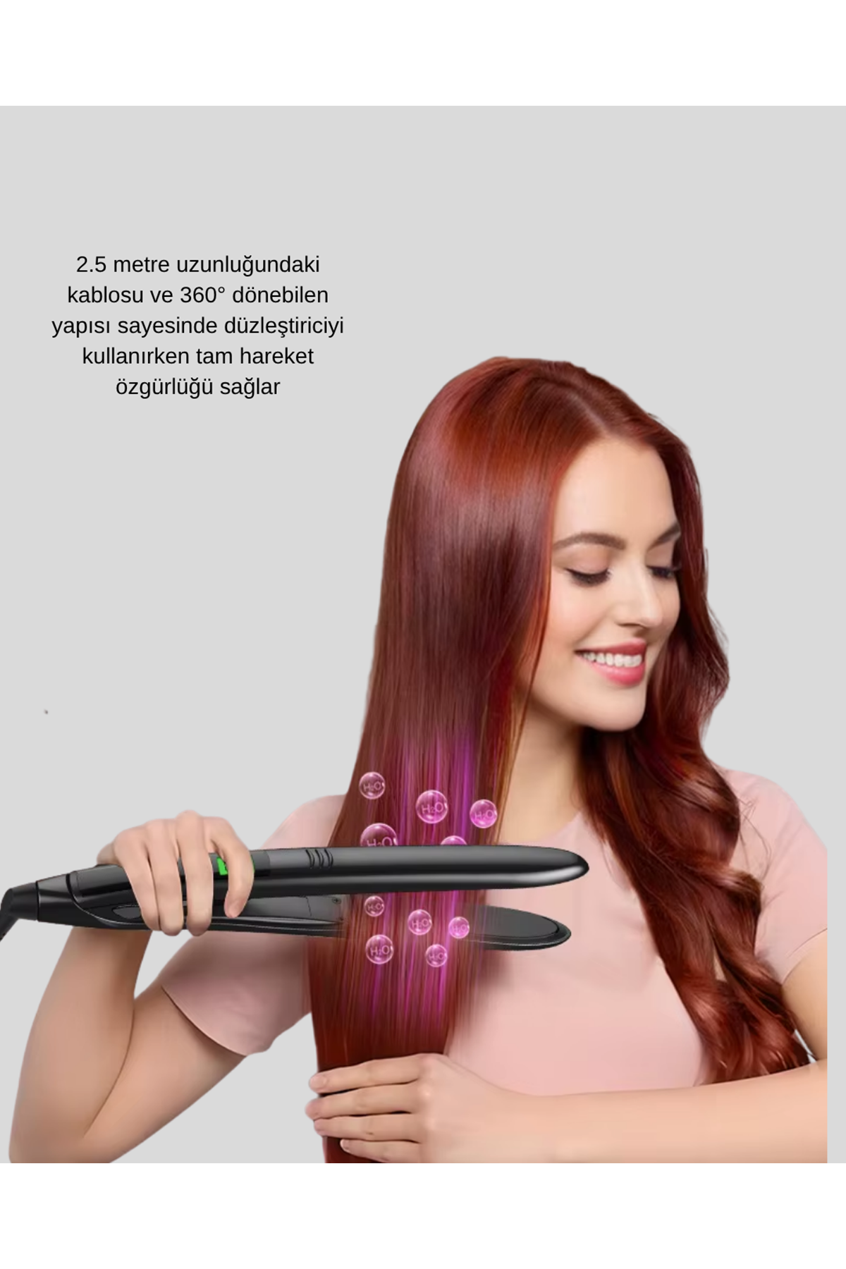 Isı Ayarlı Saç Düzleştirici Titanyum Seramik Plaka, Dijital Ekran