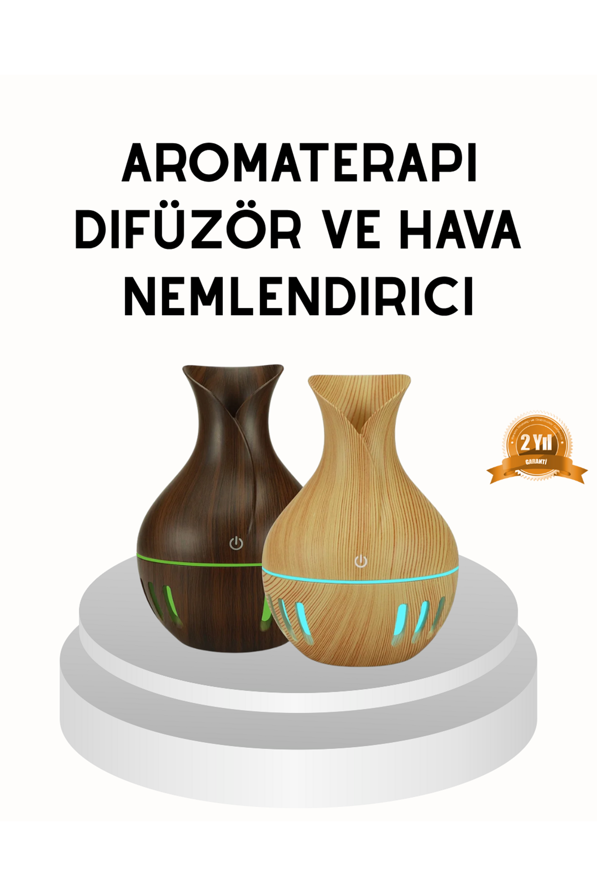 Ahşap Desenli 130 ml Aromaterapi Difüzör Sessiz ve USB Bağlantılı