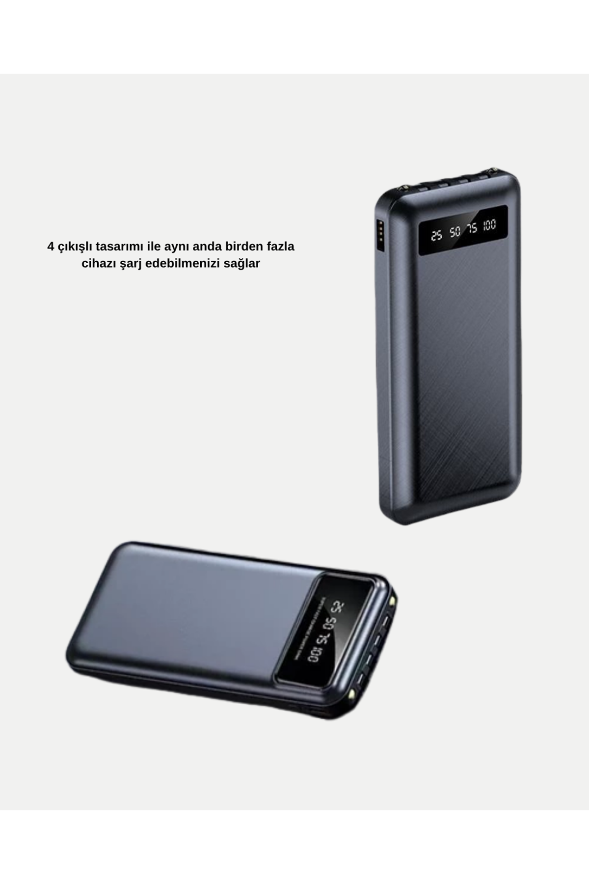 Powerbank 20000 mAh Hızlı Şarjlı LED Fenerli ve 4 Portlu