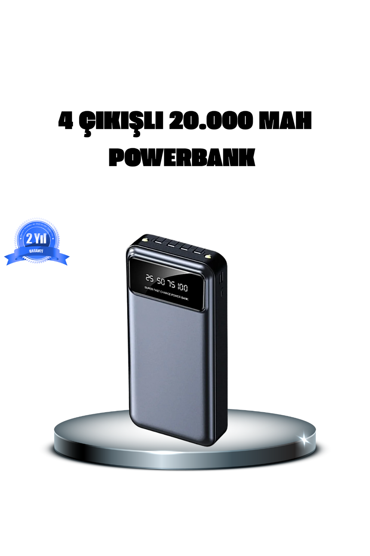 Powerbank 20000 mAh 4 Çıkışlı Hızlı Şarjlı ve LED Göstergeli