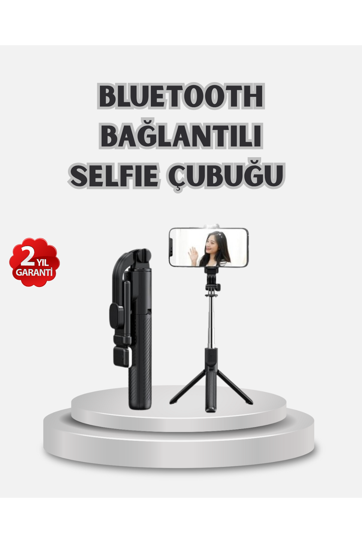 Kablosuz Bluetooth Selfie Çubuğu – 360° Dönebilir Başlık, Taşınabilir ve Şık Tasarım