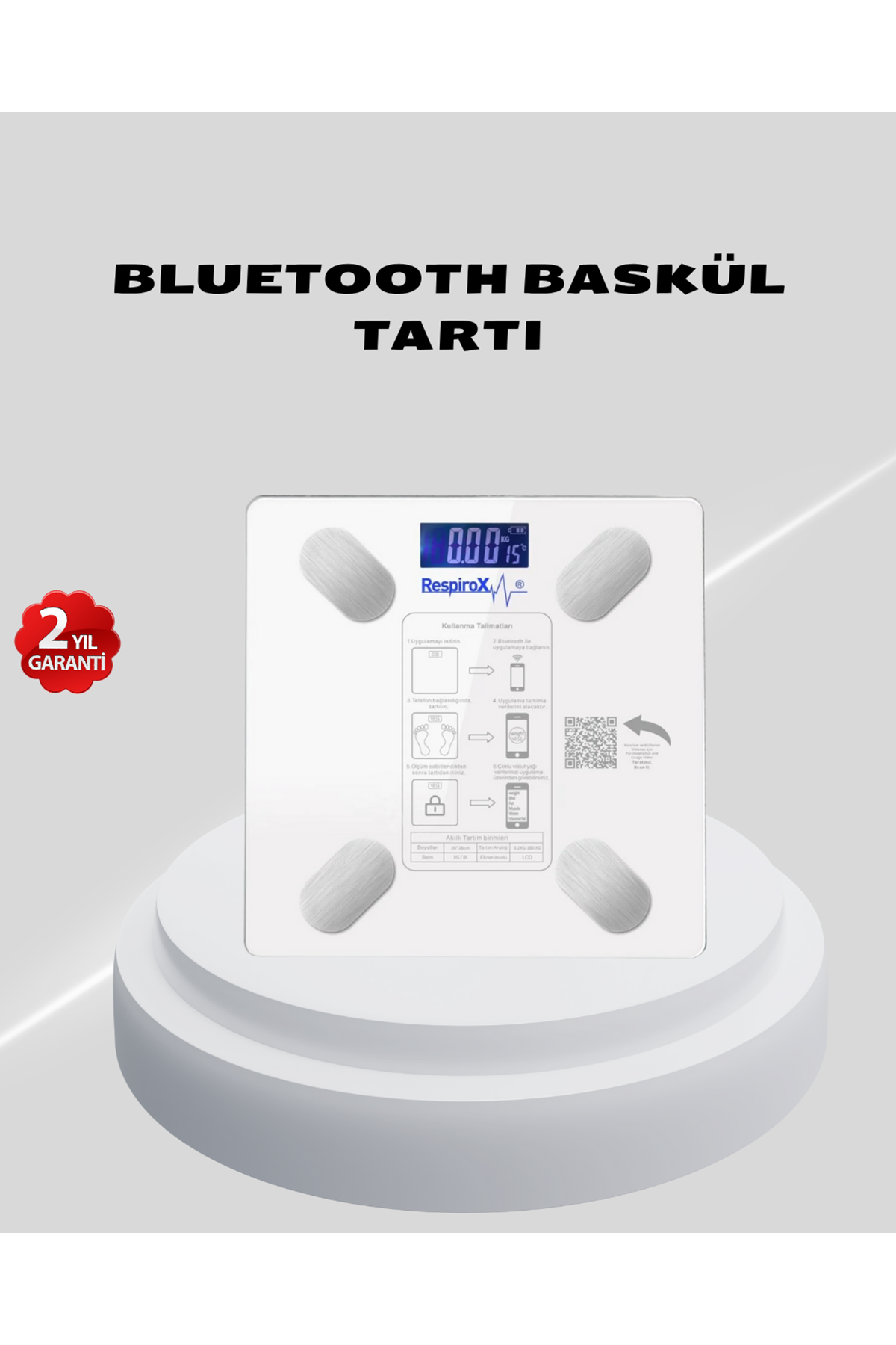 Akıllı Bluetooth Tartı – 8 Farklı Ölçüm Verisi, Otomatik Kişi Tanıma