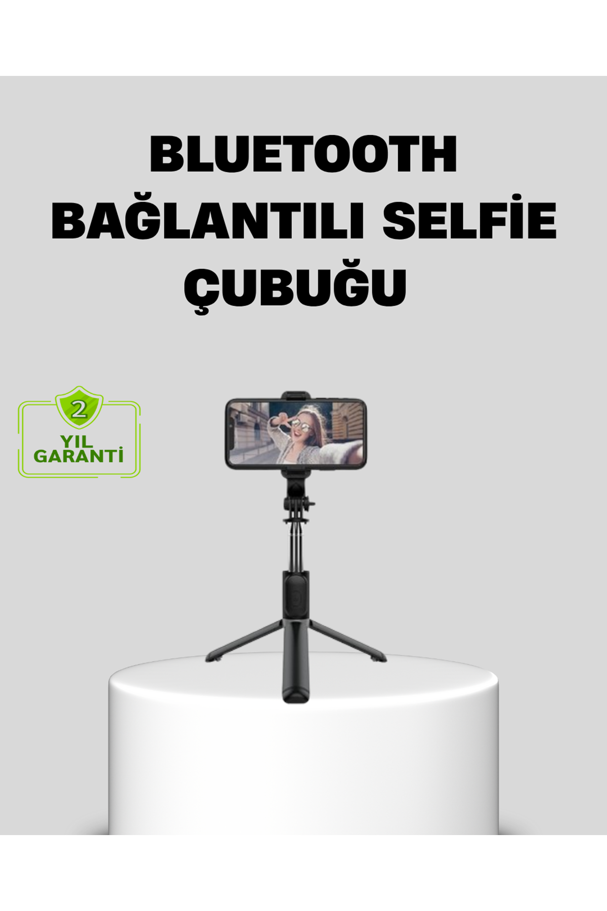 Bluetooth Selfie Çubuğu – 360° Dönebilen Başlık, Kablosuz Bağlantı