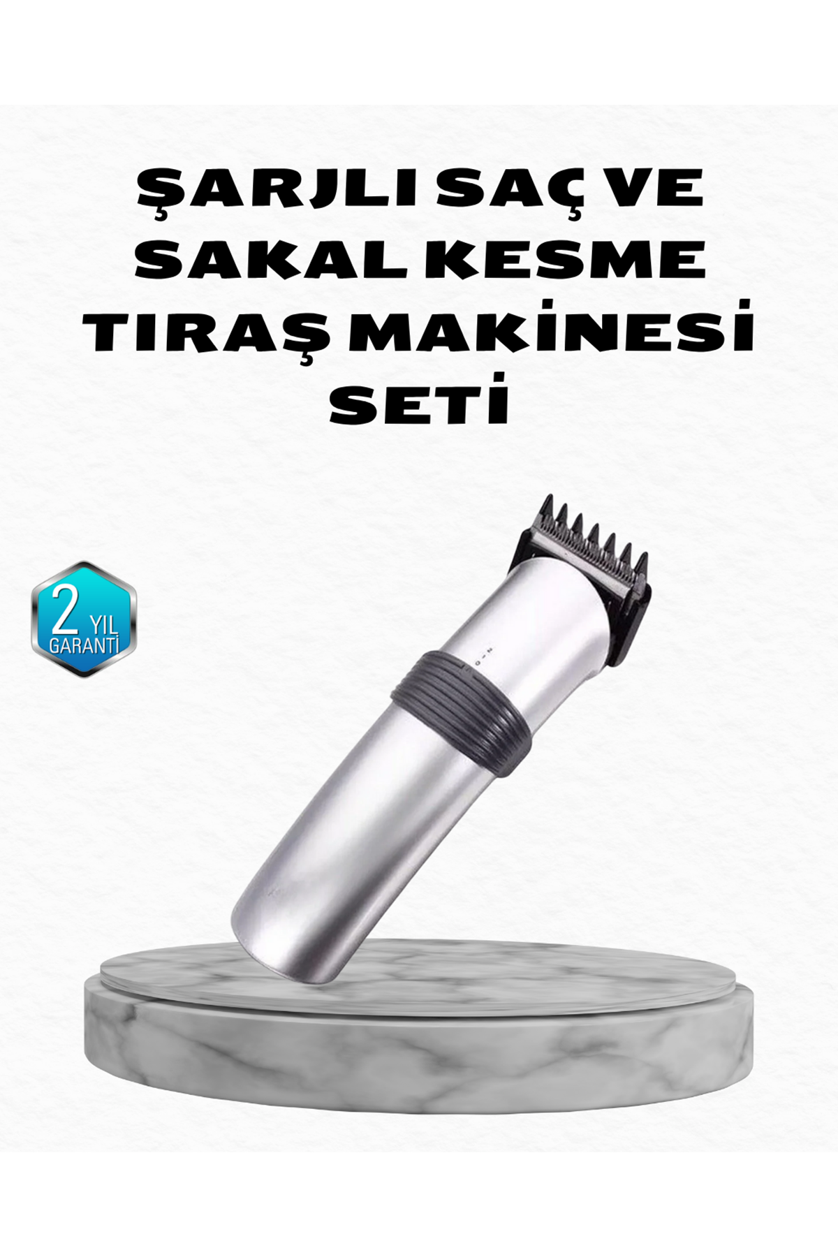 Profesyonel Şarjlı Saç ve Sakal Kesme Makinesi – Paslanmaz Çelik Bıçaklı, Ergonomik ve Sessiz Motorlu