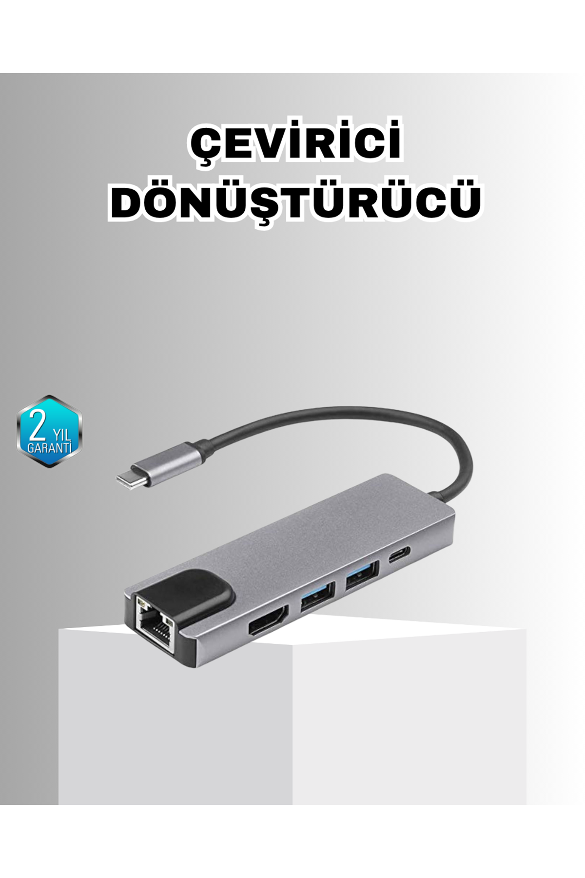 Alüminyum Kasalı MacBook USB-C Hub – 4K HDMI, USB 3.0, SD/TF Kart Girişi, PD Şarj Desteği