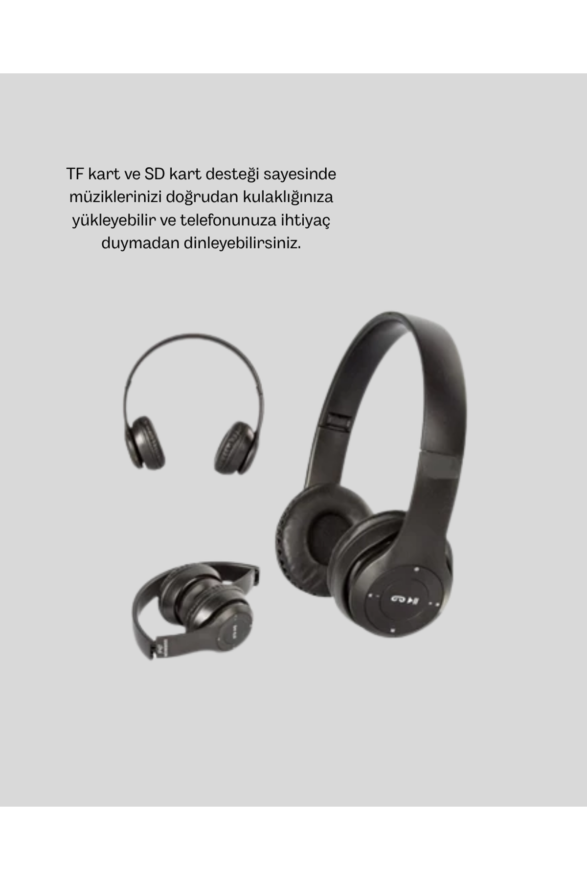 Bluetooth 5.0 Kablosuz Kulaklık – Extra Bass, TF Kart Desteği, 3.5mm AUX Girişli