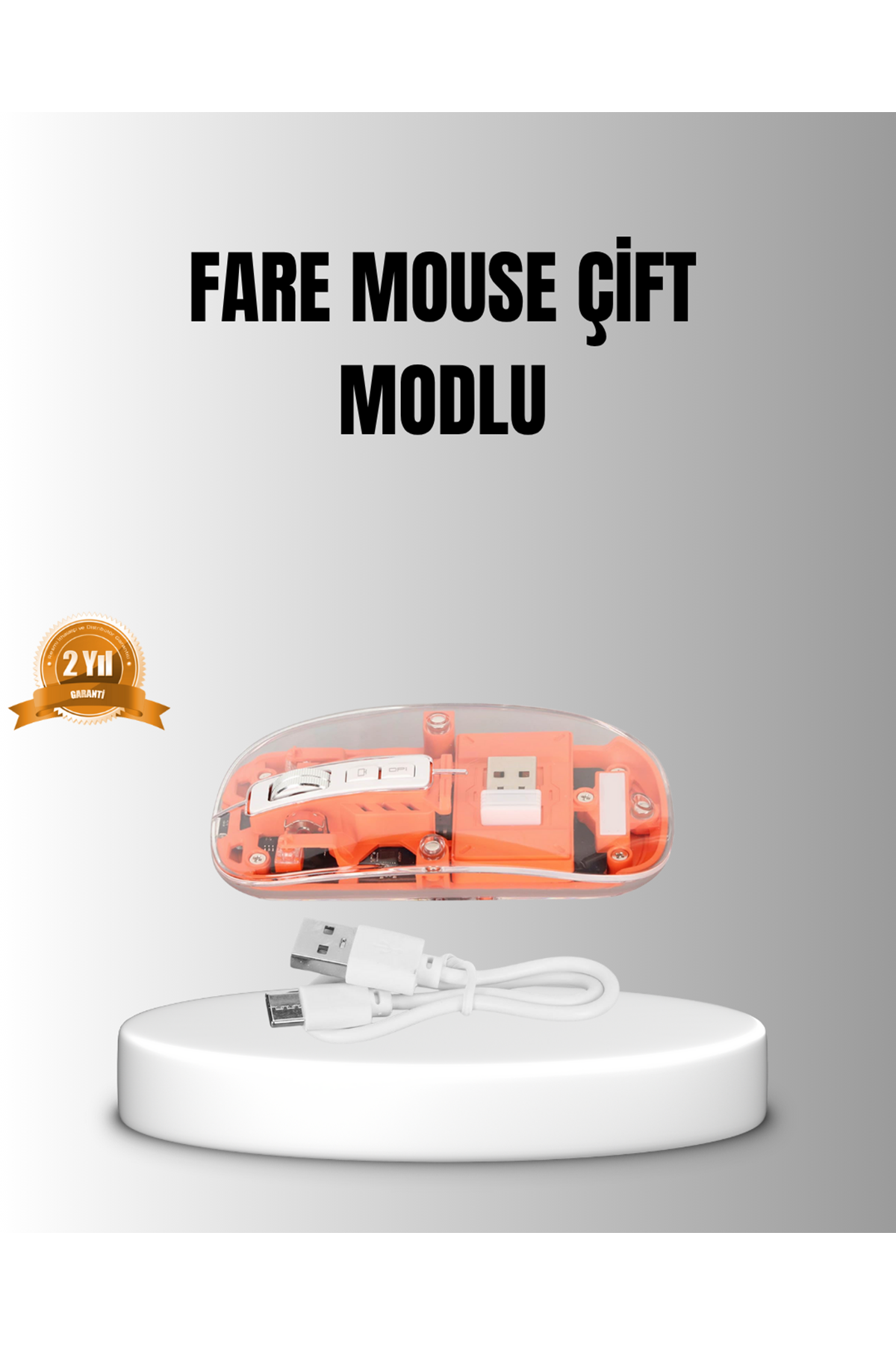 Çift Modlu Kablosuz Bluetooth 5.0 + 2.4GHz Mouse – 3 Cihaz Bağlantılı, Hızlı Geçiş Düğmeli